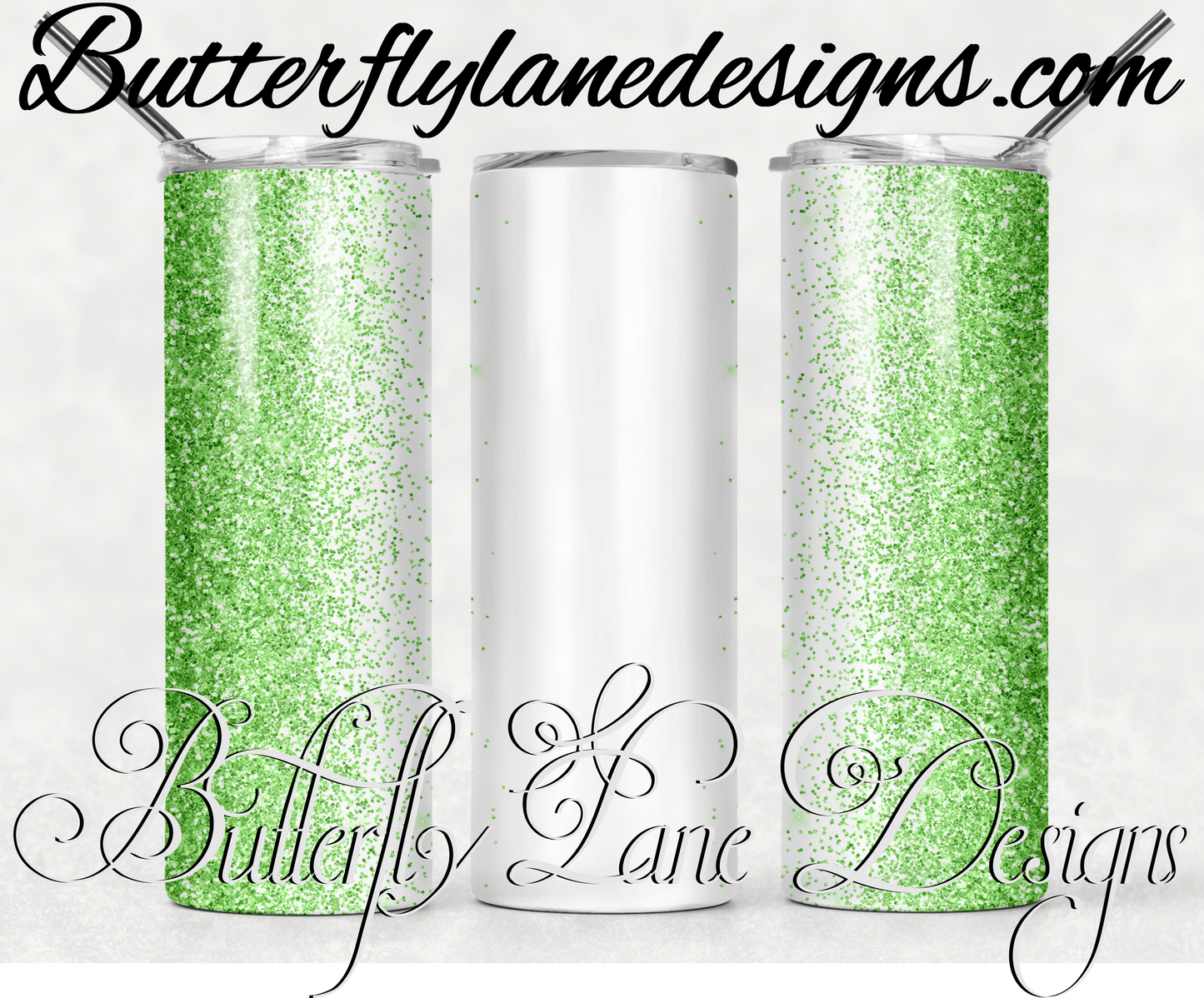 Lime Green glitter -customizable-315-WM :: White Cast Tumbler wrap