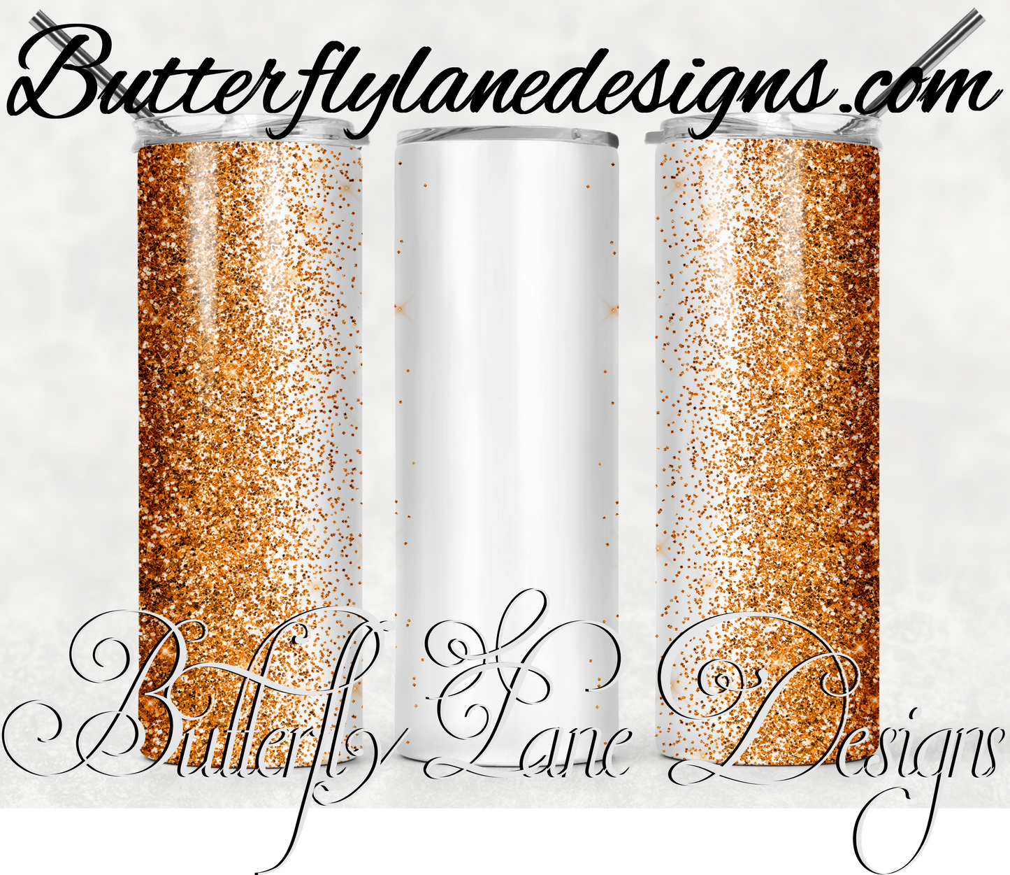 Orange amber glitter -customizable-315-WM :: White Cast Tumbler wrap
