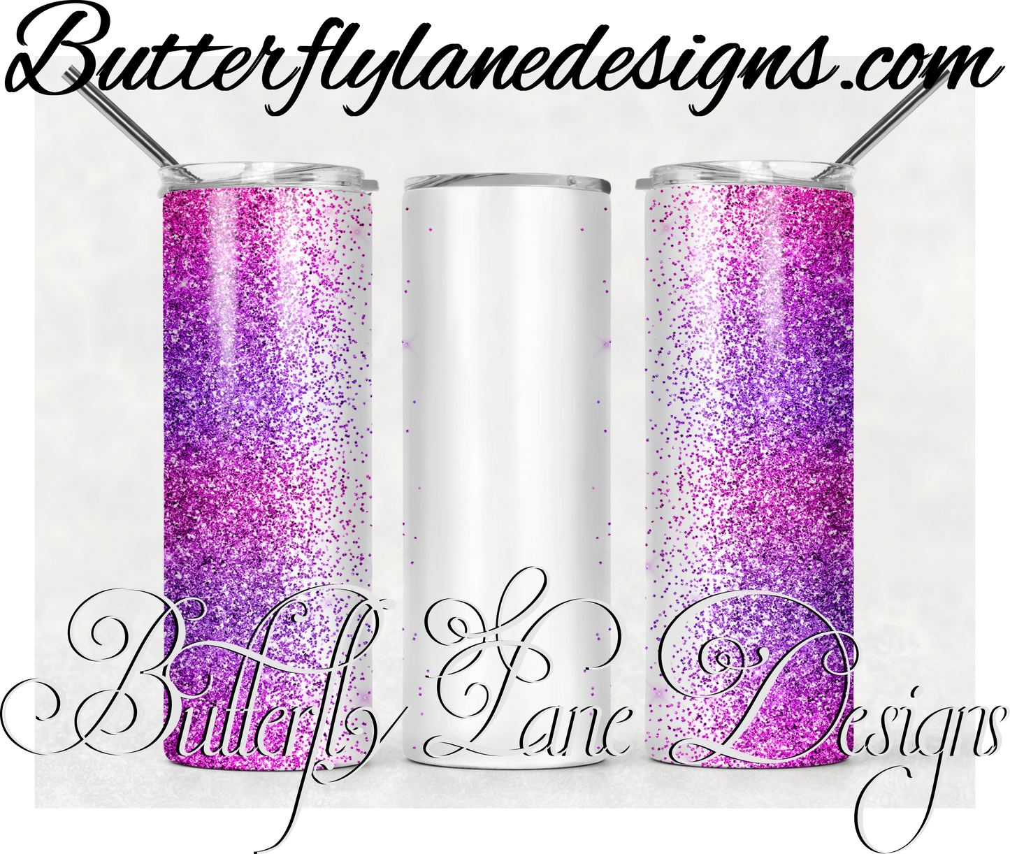 Pink-Purple glitter ombre -customizable-323-WM :: White Cast Tumbler wrap