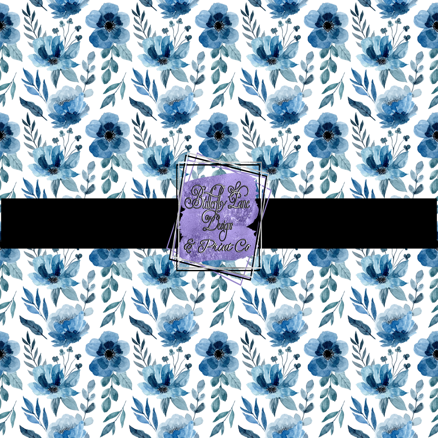 Blue Florals PV 336-T- Patterned Vinyl