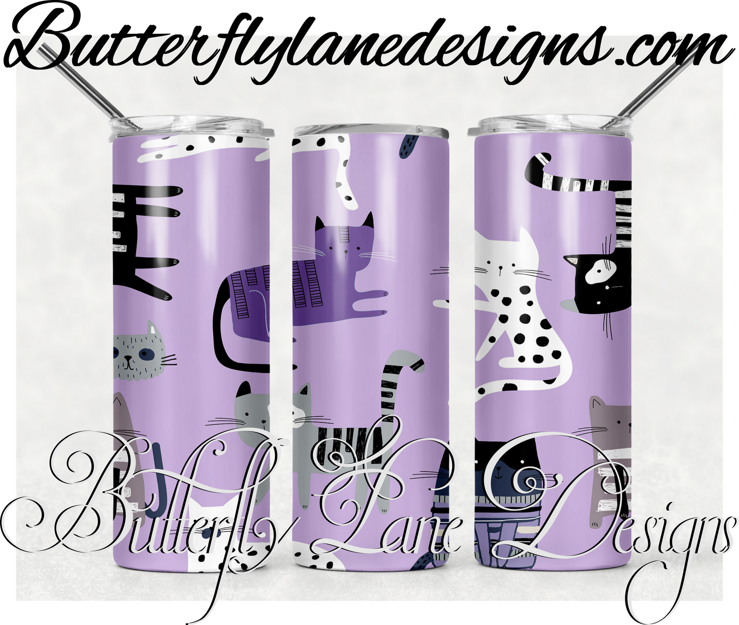 Purple background with Cats-339-WM :: White Cast Tumbler wrap