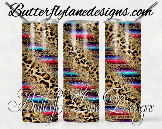Gold overlay leopard print serpe-362 -WM :: White Cast Tumbler wrap