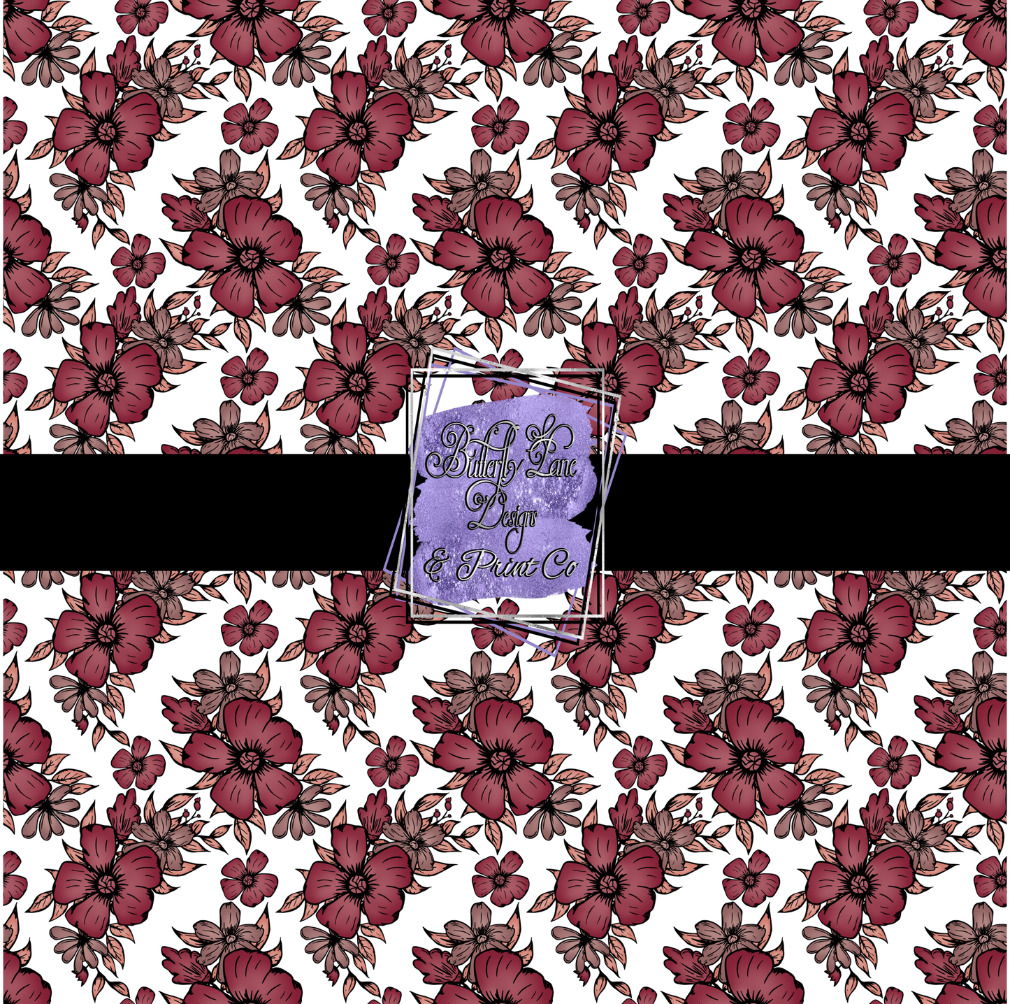 Burgundy Florals PV 363-T- Patterned Vinyl