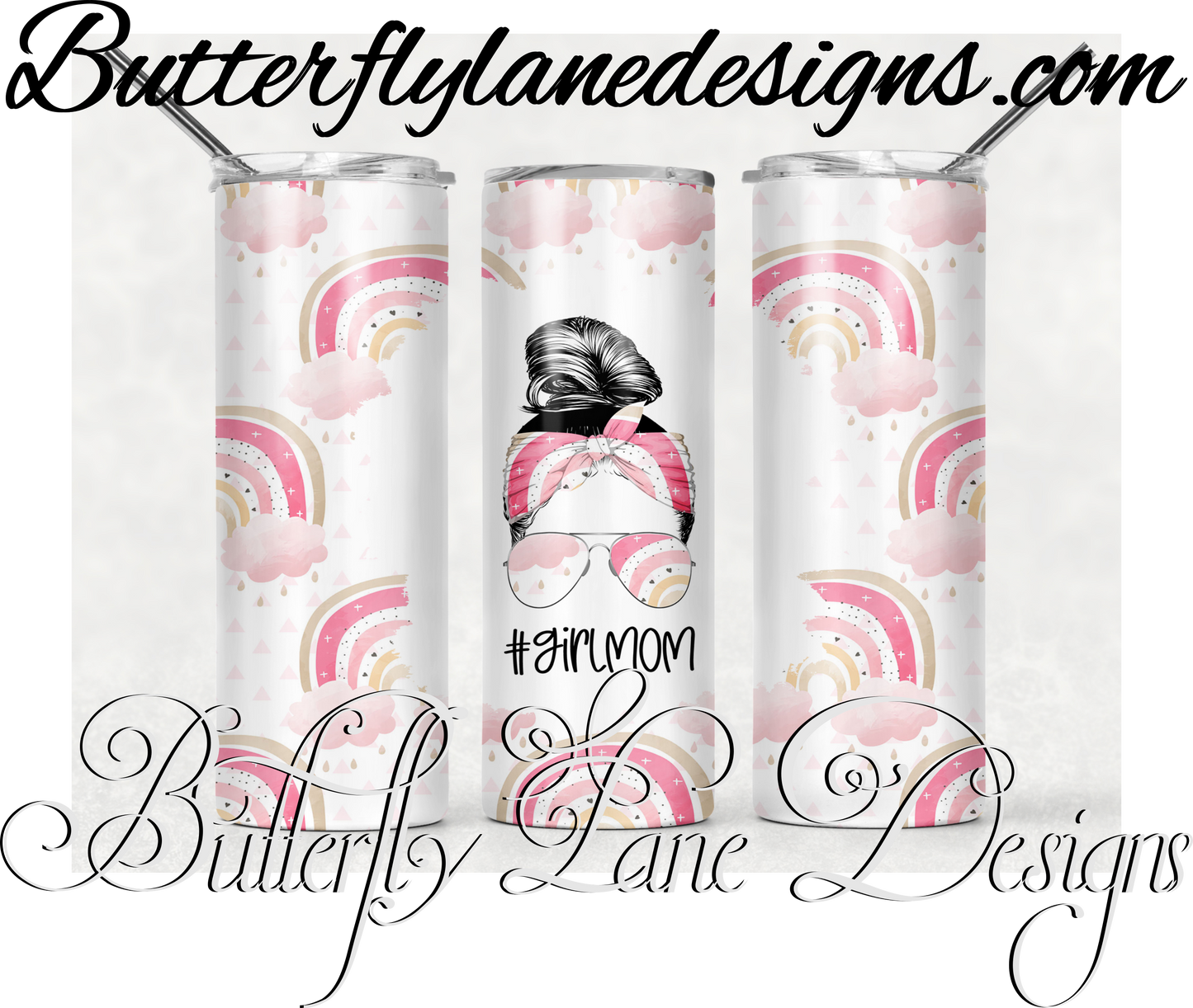 Girl mom pink rainbows-375-WM :: White Cast Tumbler wrap