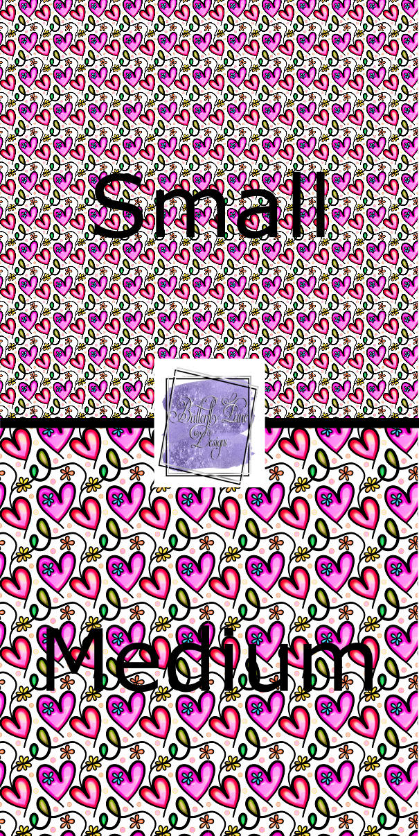 Retro style watercolor hearts and flowers PV380 -Patterned Vinyl