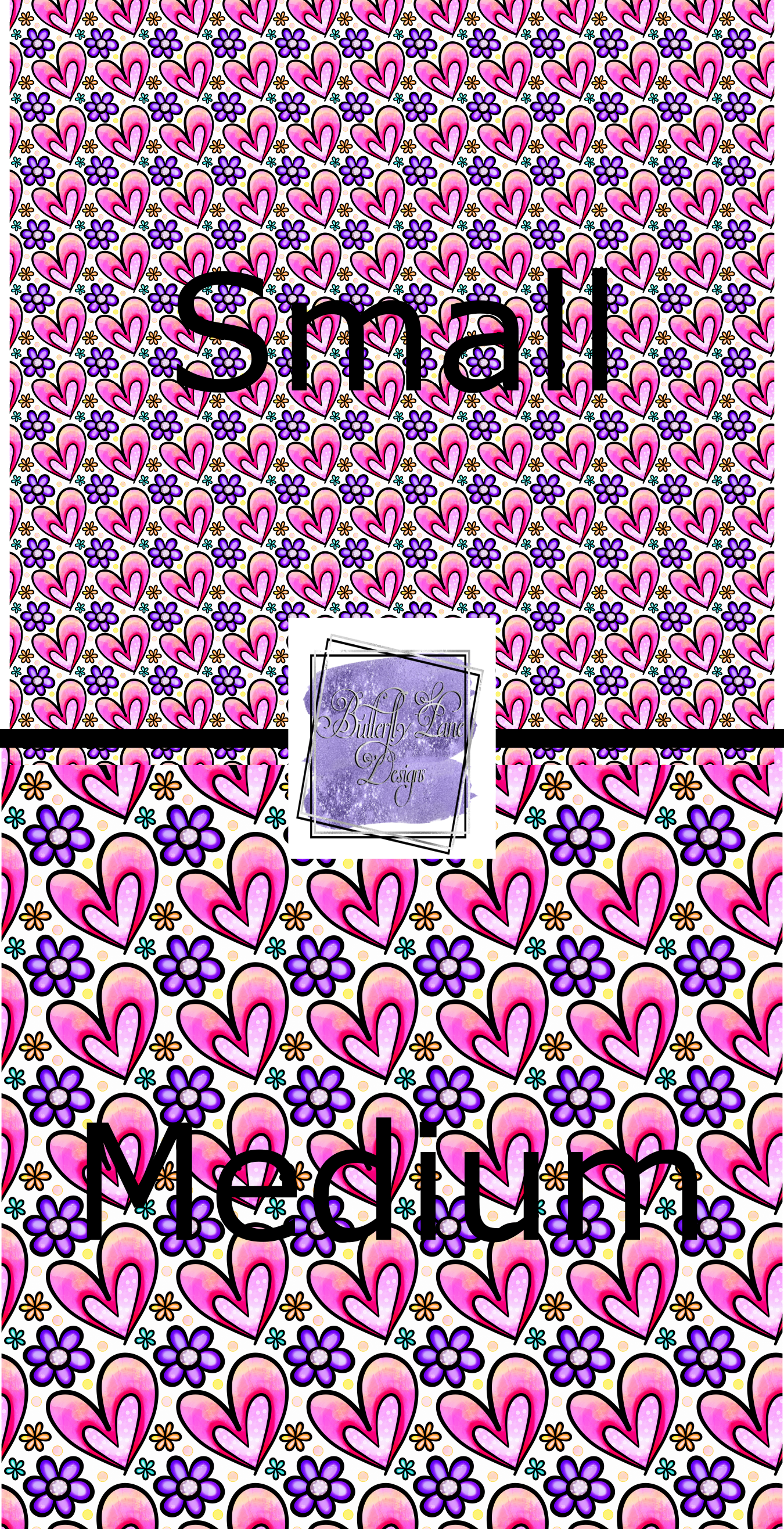 Retro style watercolor hearts and flowers PV382 -Patterned Vinyl