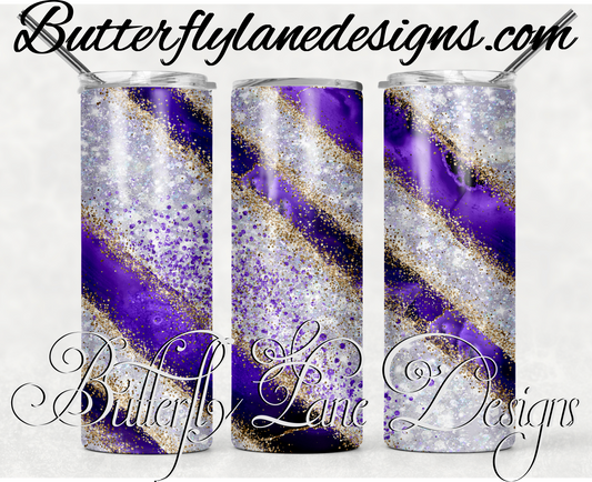 Purple crystal clear glitter-394-WM :: White Cast Tumbler wrap