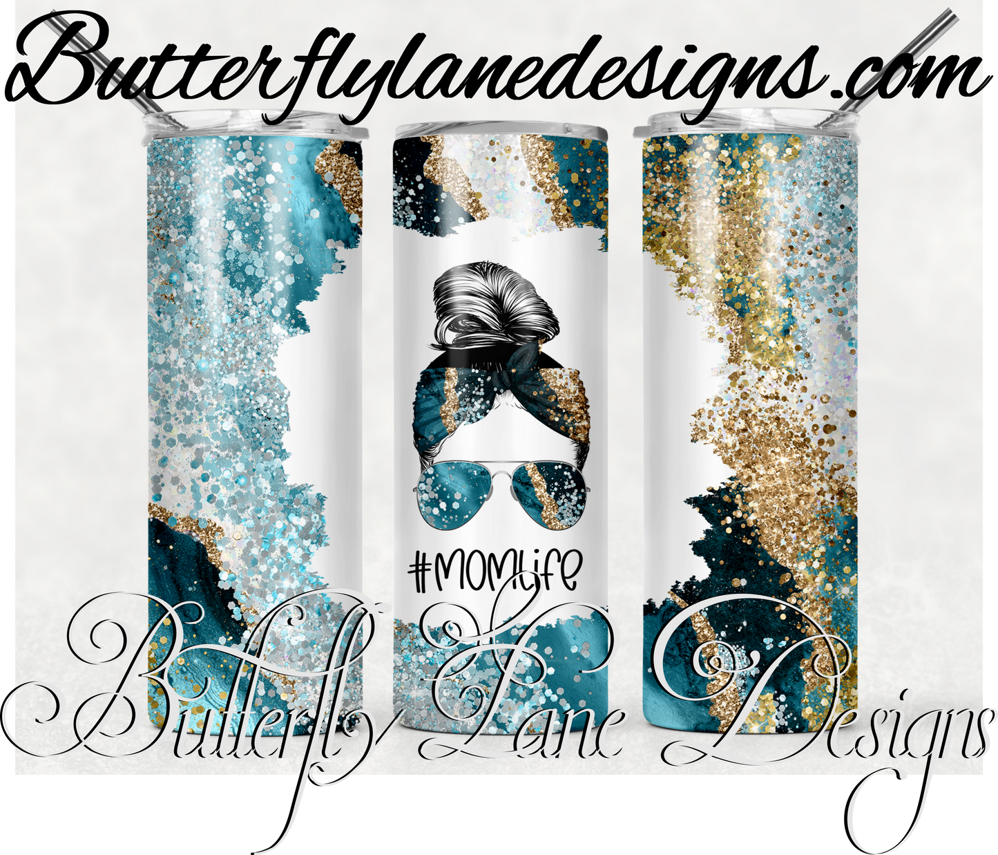 Turquoise messy bun-401-WM:: White Cast Tumbler wrap