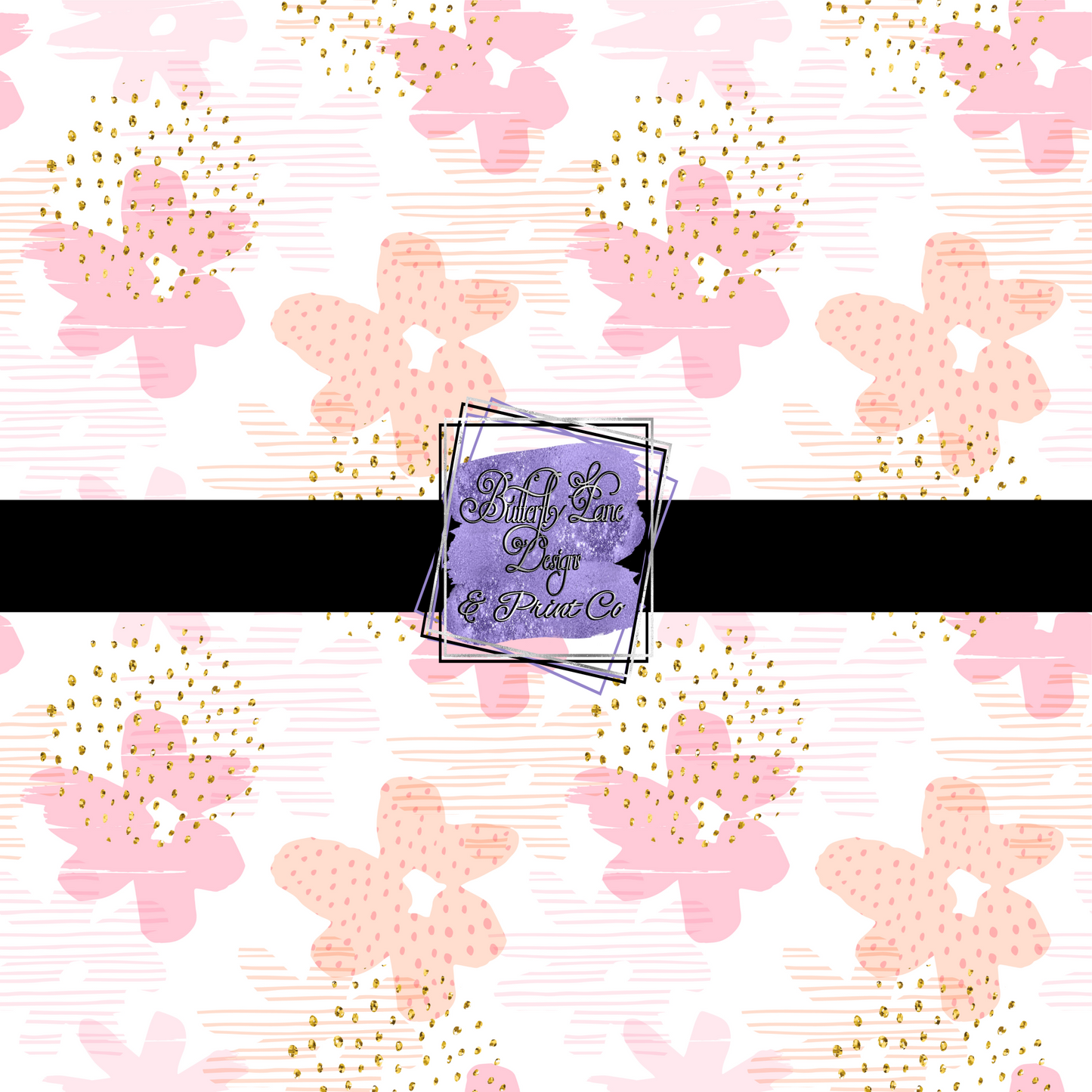 Pink & Peaches floral with gold specks PV 404 Patterned Vinyl