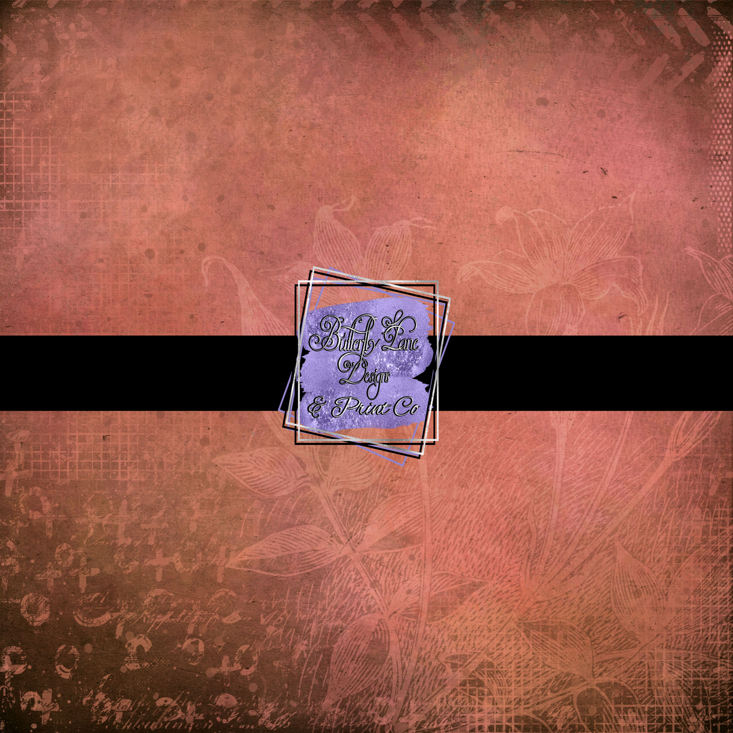 Earth tone light pink orange abstract floral-PV 406 Patterned Vinyl