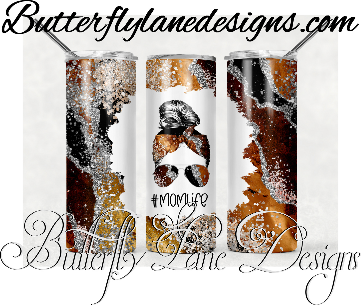 Amber marbled mom life-408-WM :: White Cast Tumbler wrap