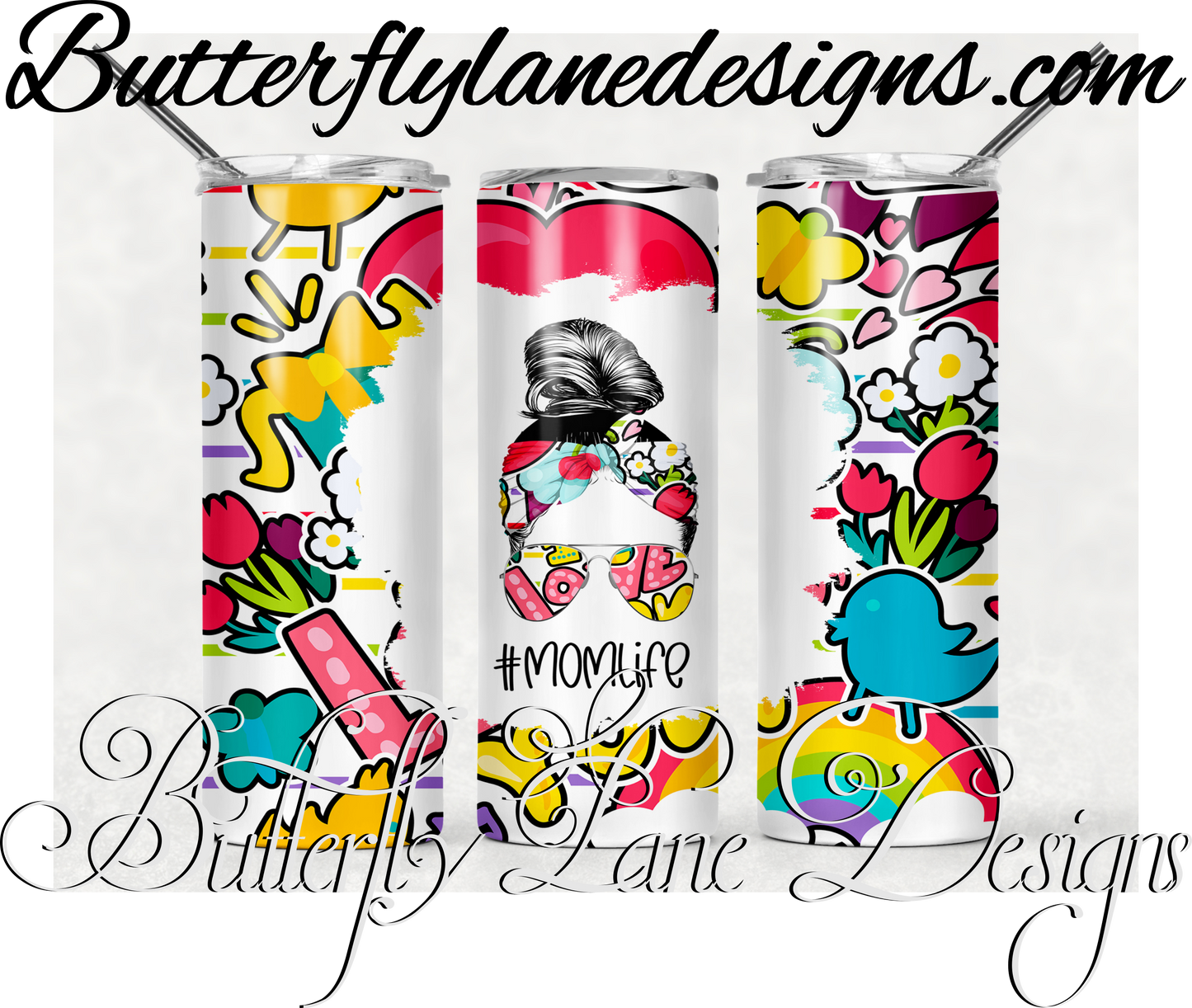 Mom life-messy bun-sticker fun-418- :: White Cast Tumbler wrap