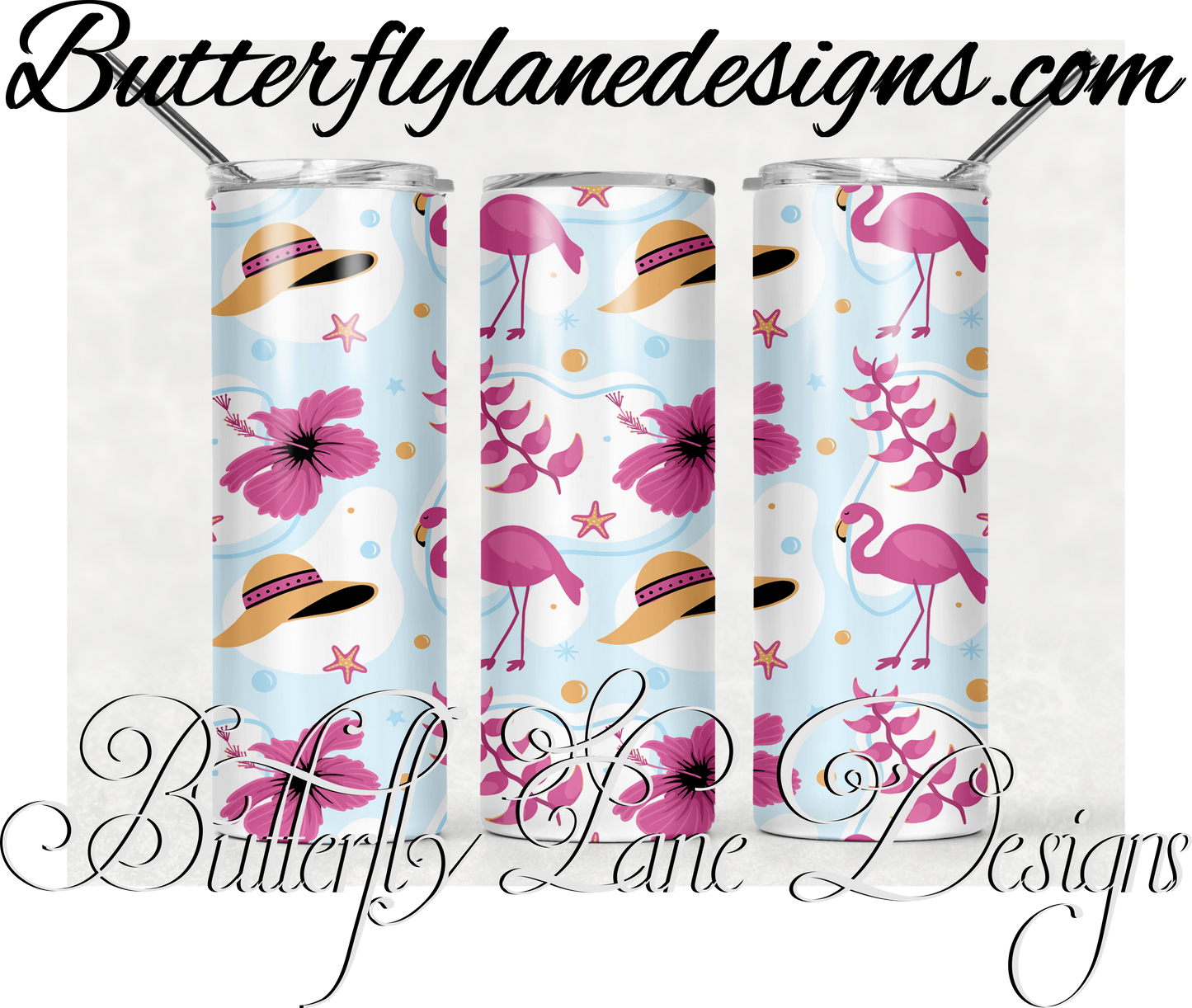 Pink flamingo-hats-wrap 423 :: White Cast Tumbler wrap