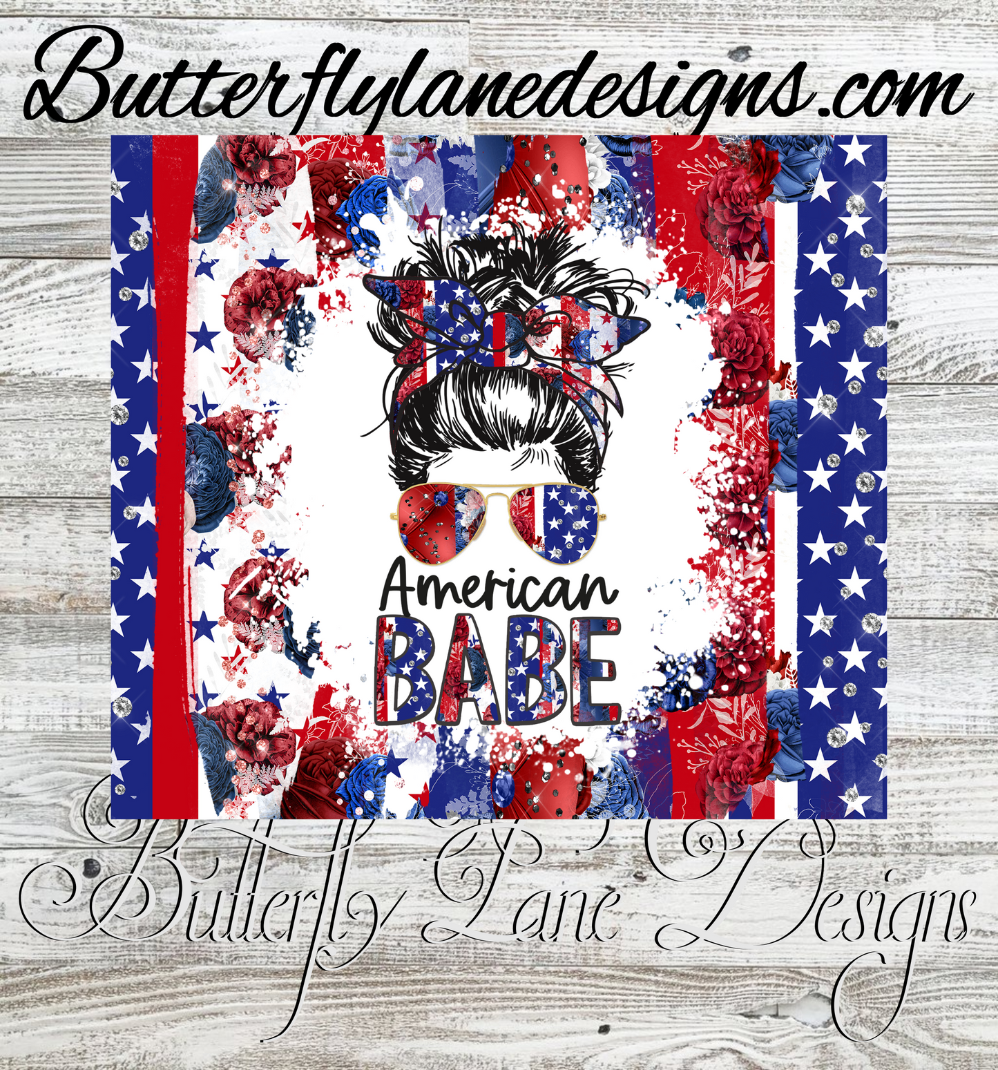 American Babe- Red white and Blue :: White Cast Tumbler wrap
