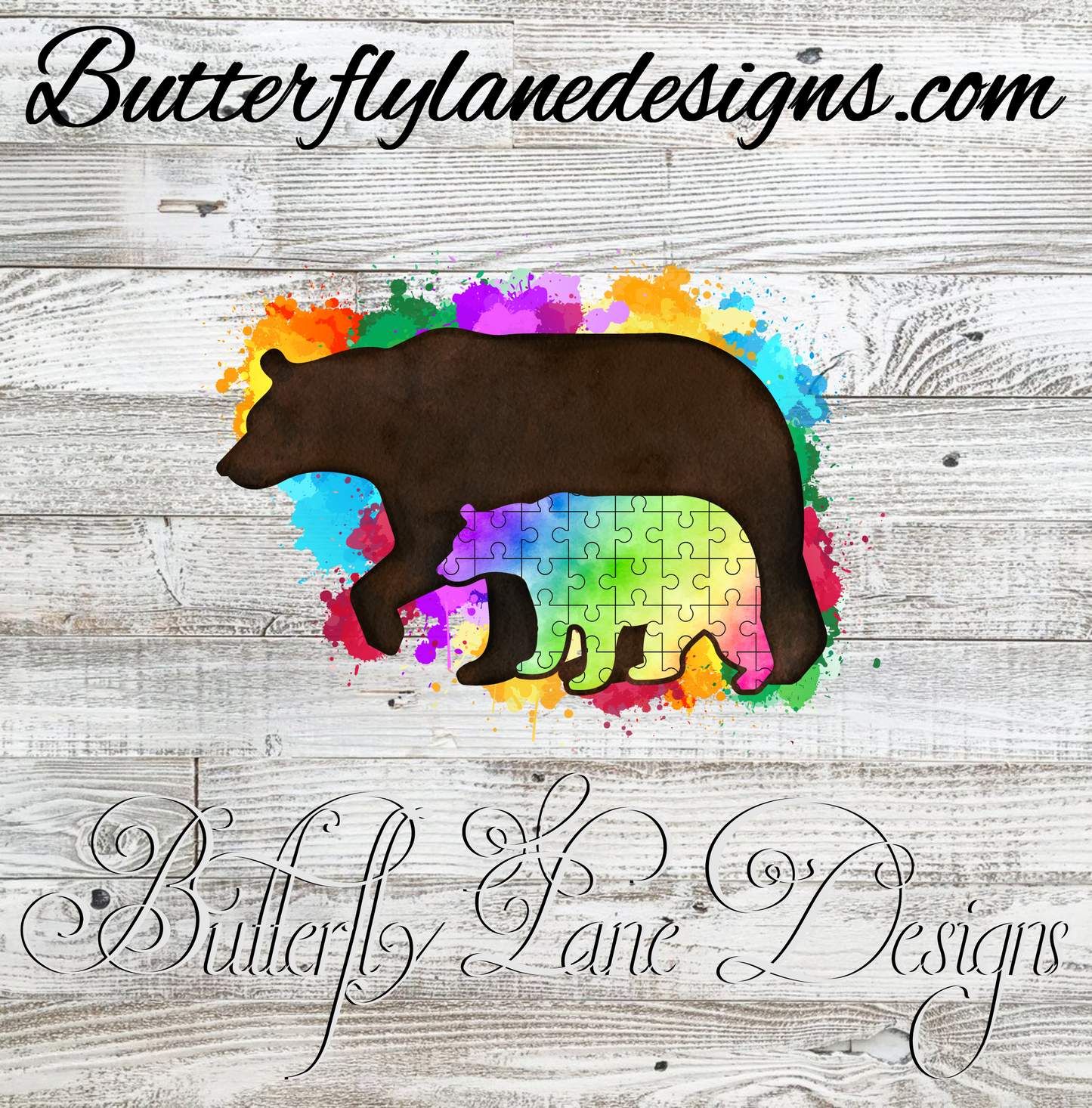 Autism-Mama bear watercolor :: Clear Cast Decal