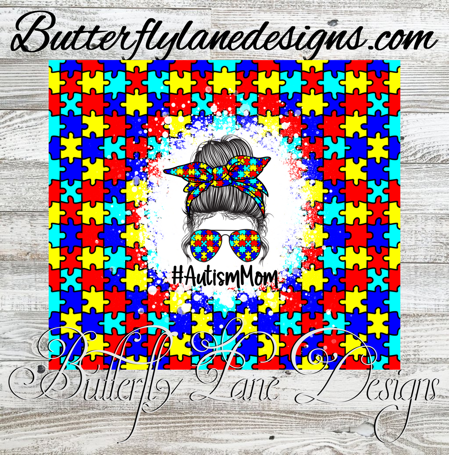 Autism Mom tumbler wrap :: White Cast Tumbler wrap