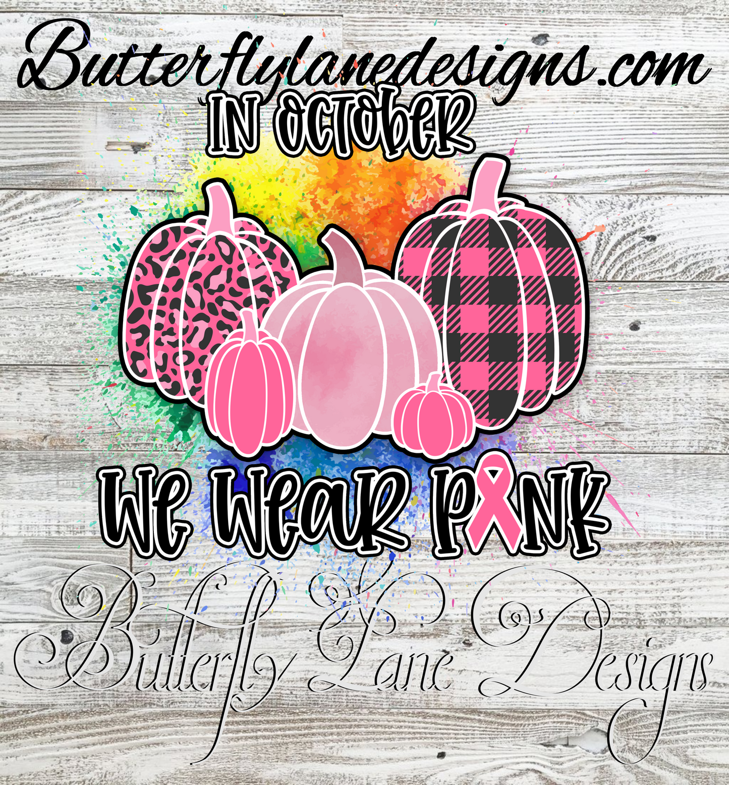 Breast cancer-wear pink in Oct- Pumpkins :: Clear Cast Decal