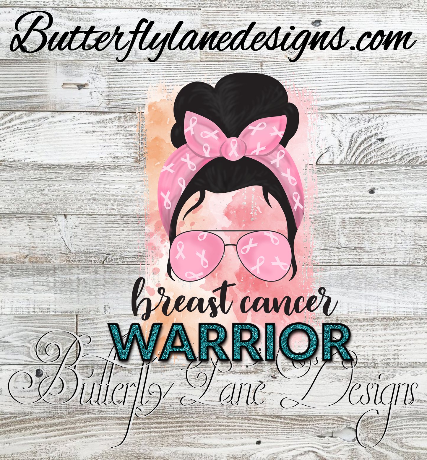 Breast Cancer Warrior-Messy Bun :: Clear Cast Decal