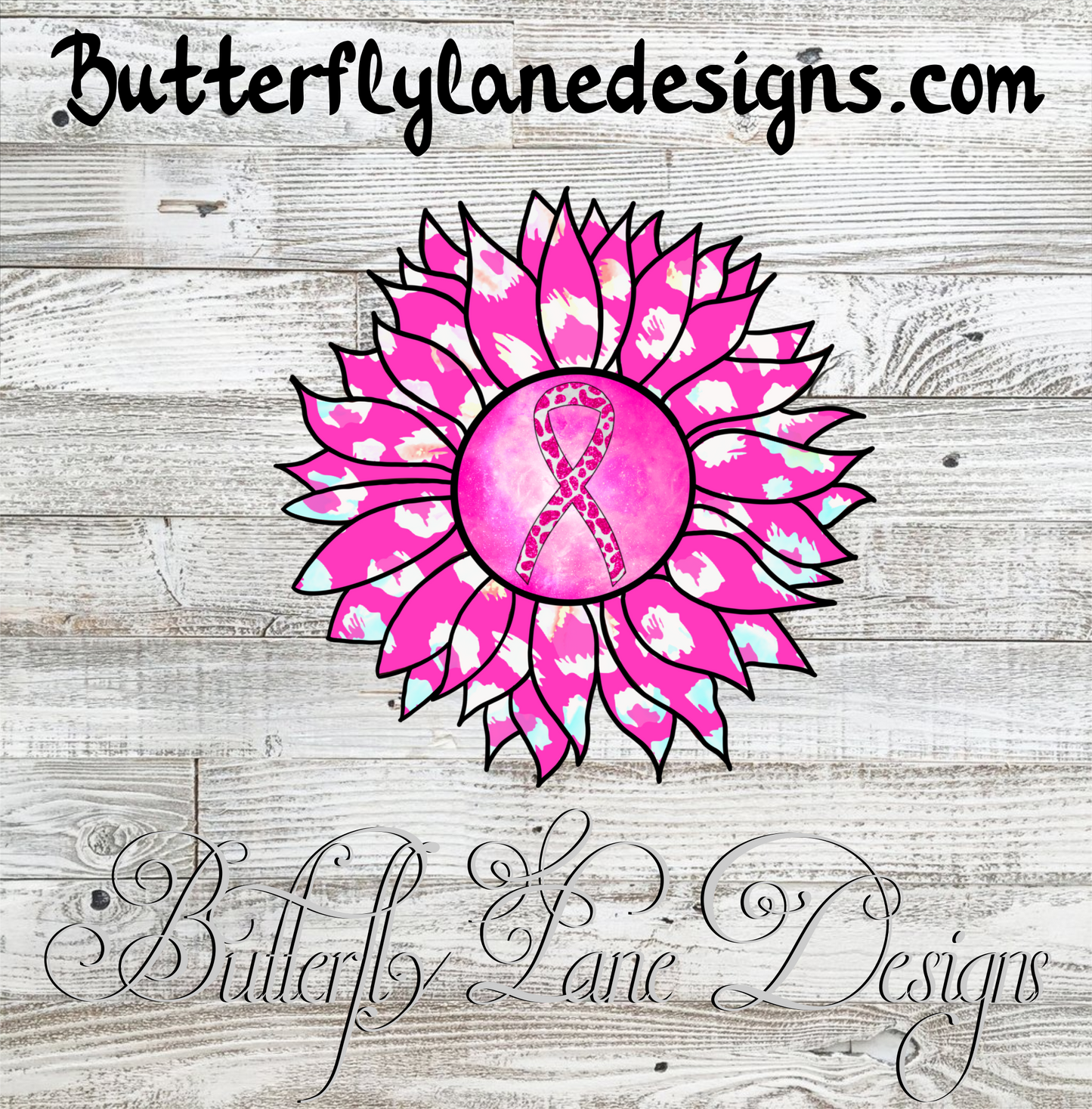 Pink Sunflower-Cancer Awareness, Pink Ribbon:: Clear Cast Decal