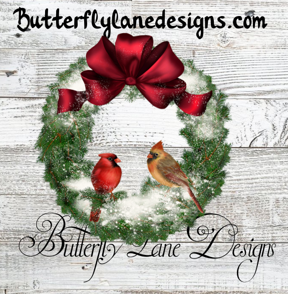 Christmas _Wreath Cardinals :: V.C. Decal