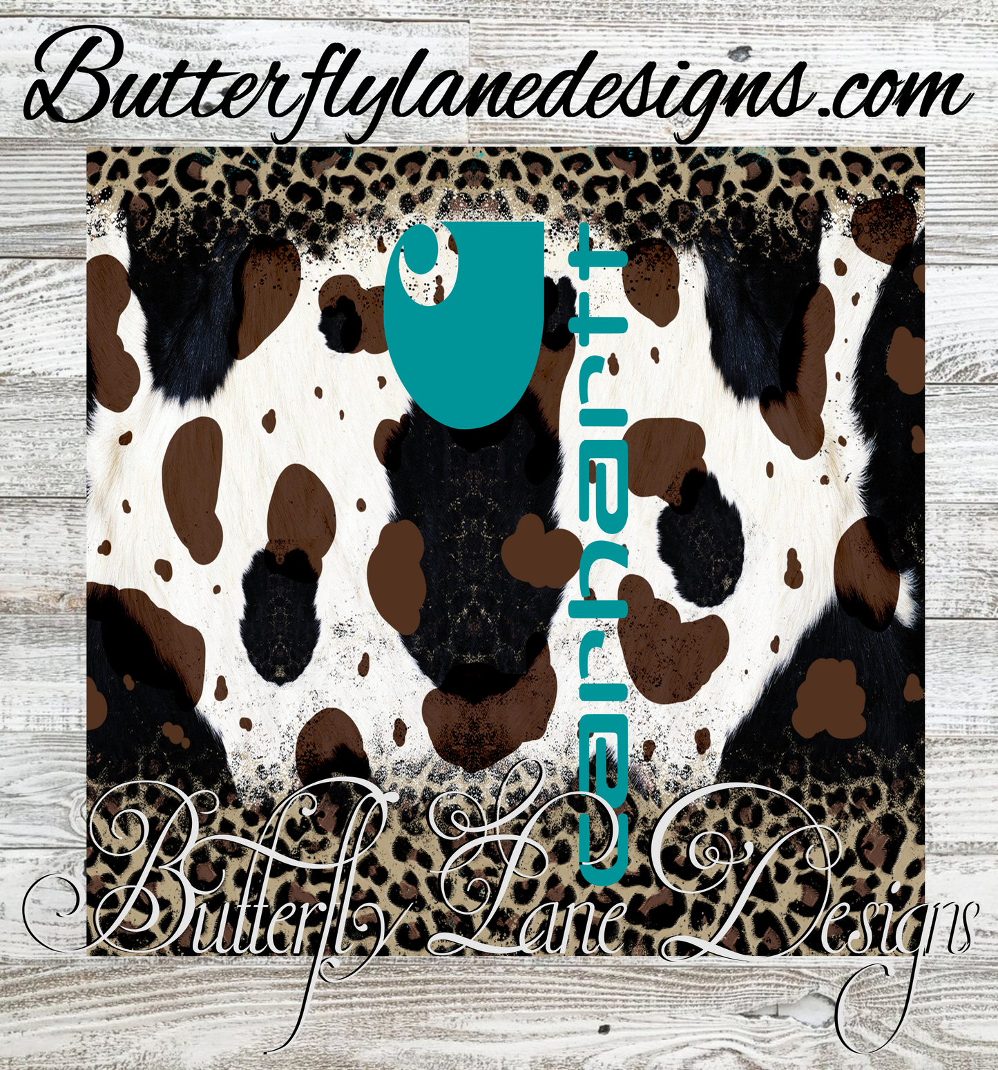 Cow hide-leopard print-teal :: White Cast Tumbler wrap