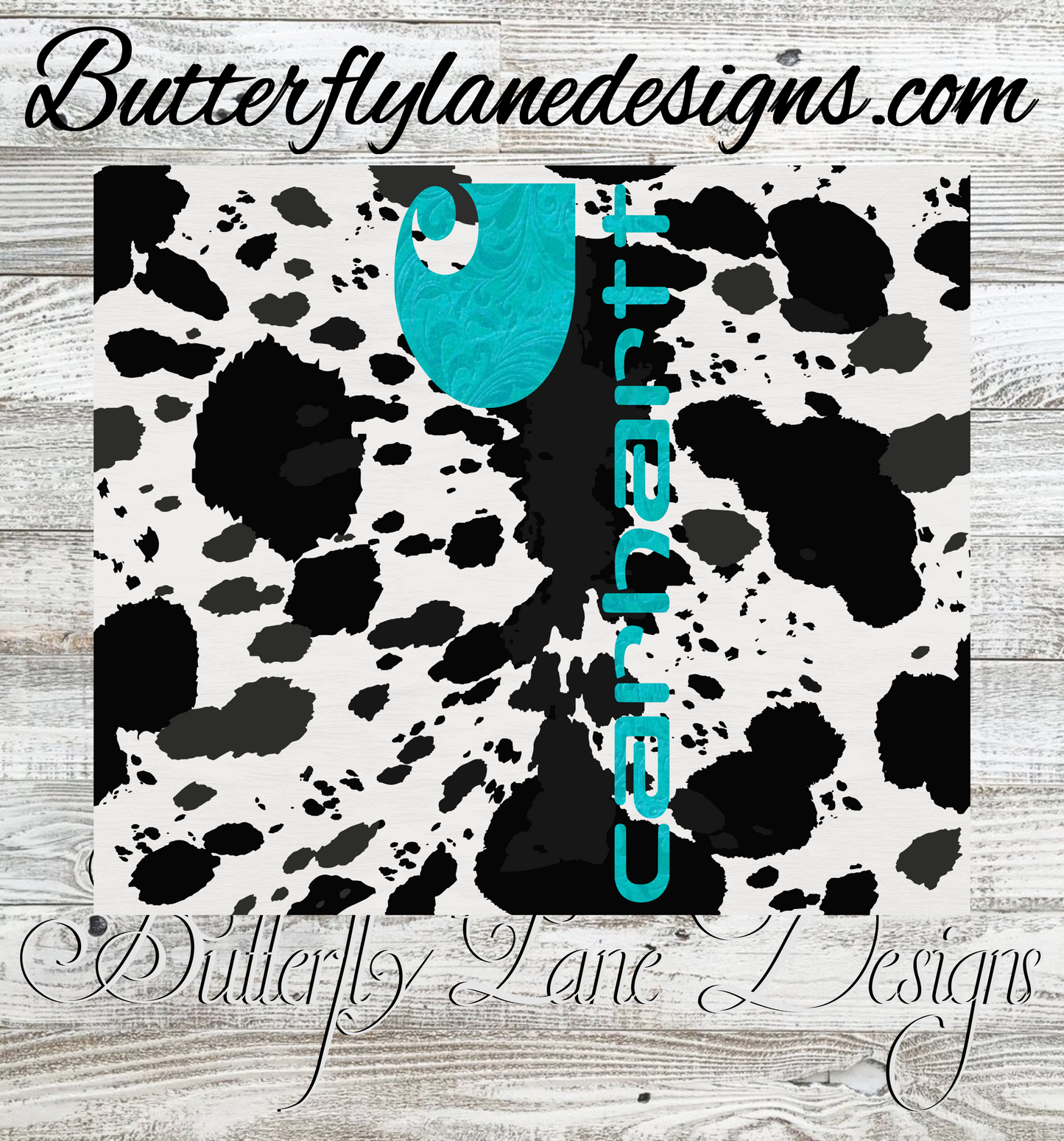Cow print-teal :: White Cast Tumbler wrap