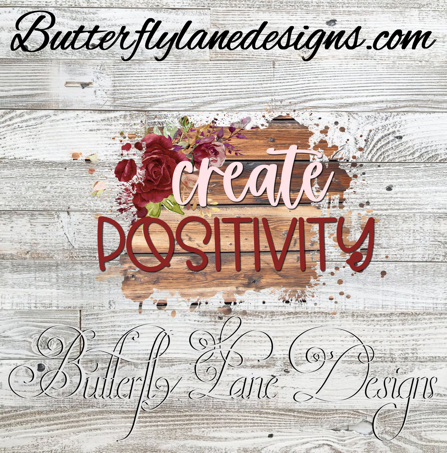 Create Positivity; Red rose with brown planks :: Clear Cast Decal