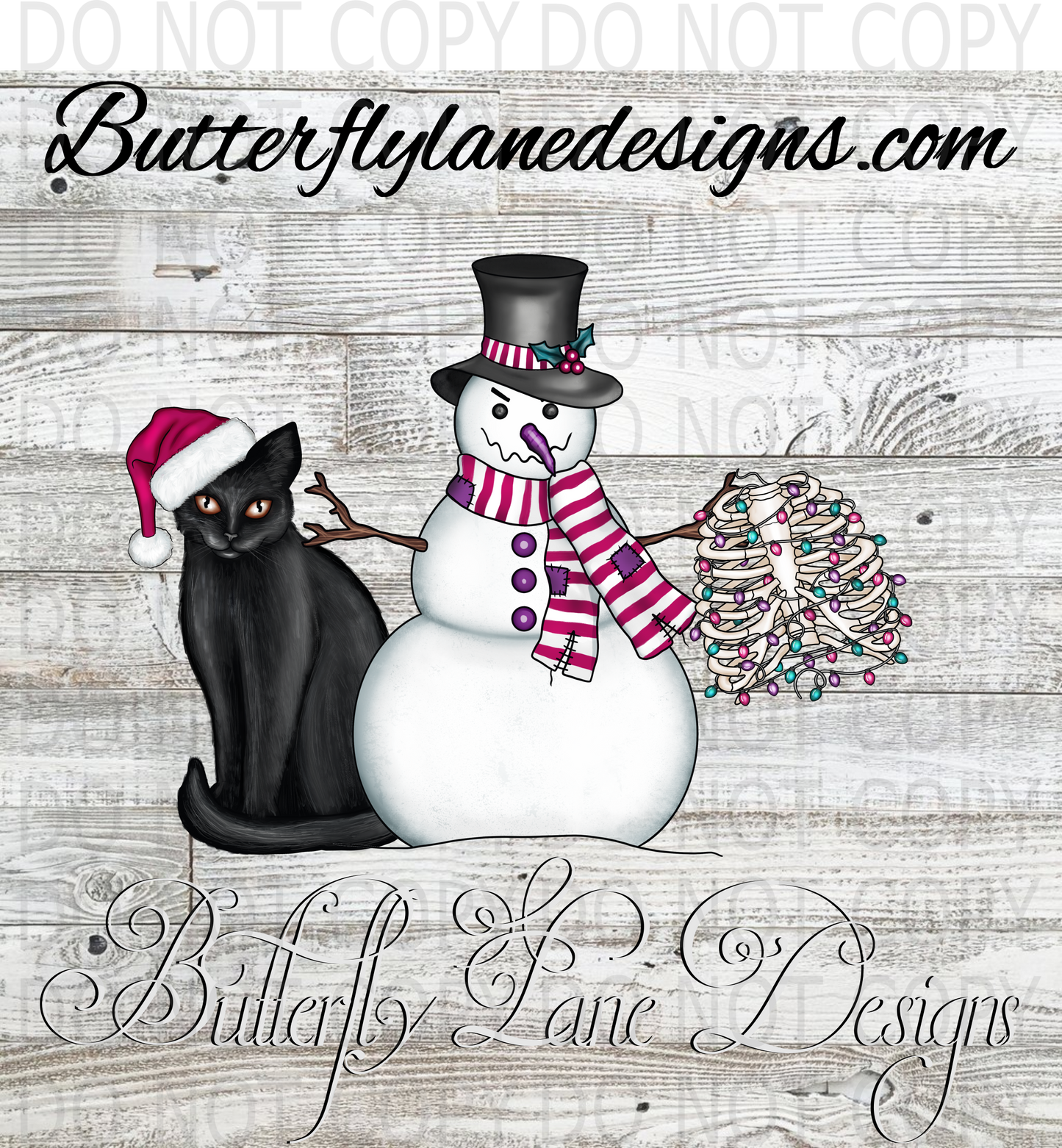 Creepy Christmas snowman-cat-ribs :: Clear Decal :: VC Decal