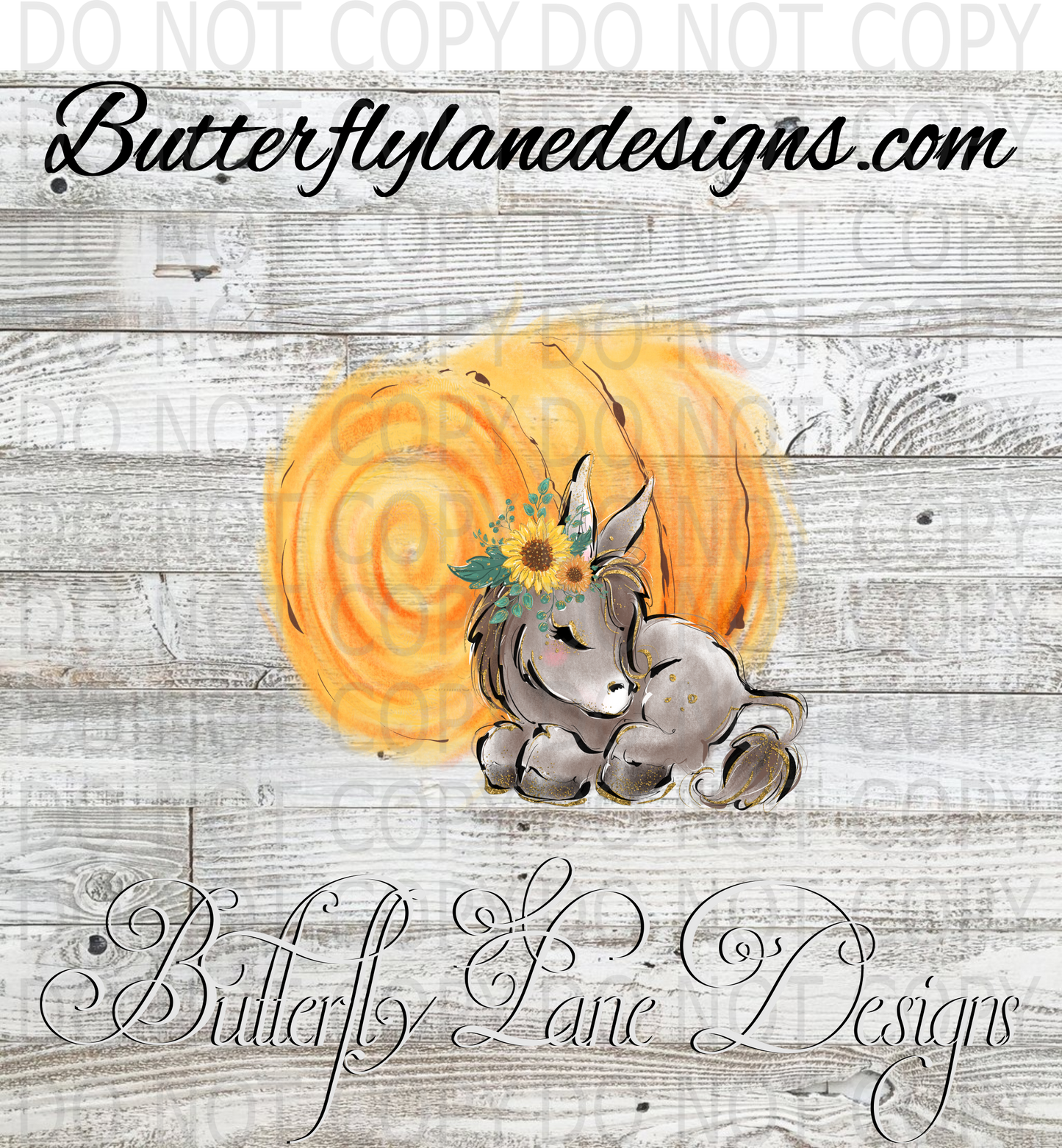 Cute baby donkey with hay 03 :: Clear Decal :: VC Decal