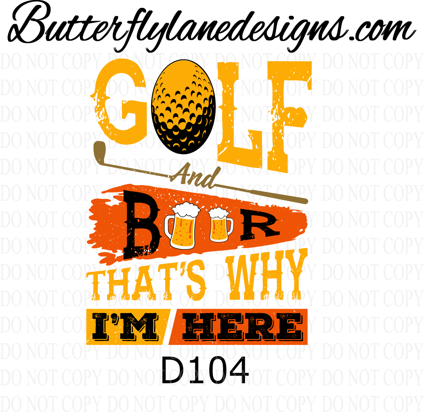 D104 Golf and beer :: Clear Decal :: VC Decal