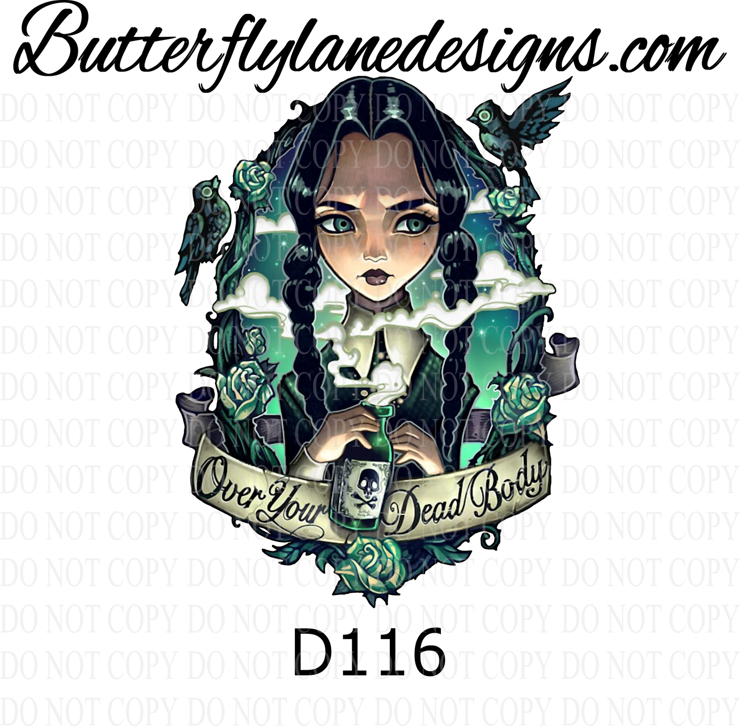 D116 Wednesday Addams_over your dead body :: Clear Decal :: VC Decal