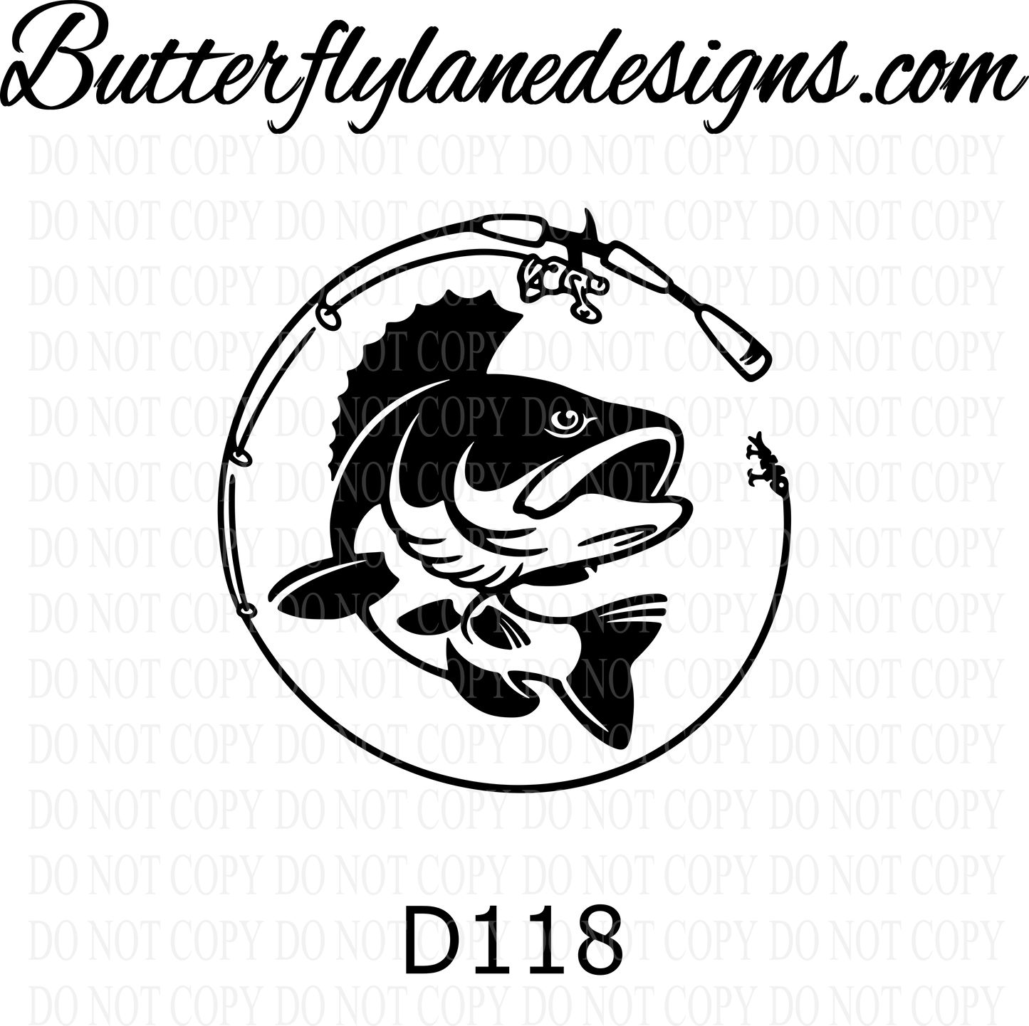 D118 Bass fishing :: Clear Decal :: VC Decal