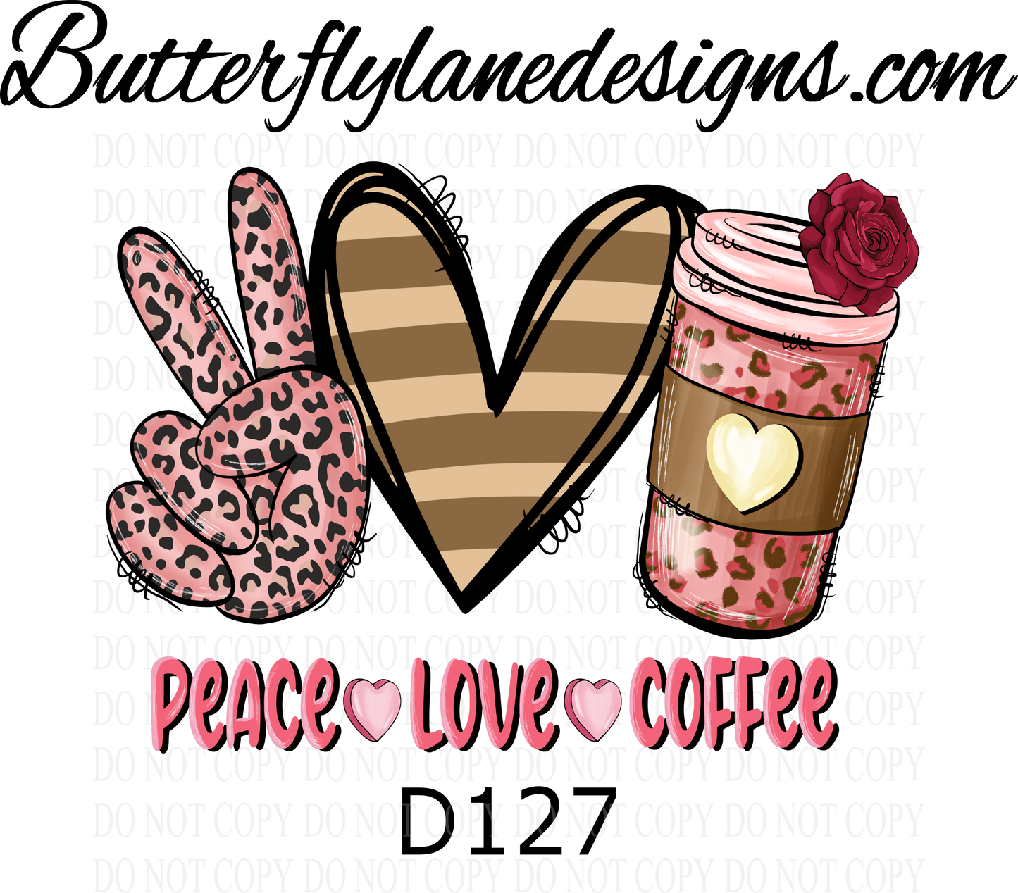 D127 Peace love coffee :: Clear Decal :: VC Decal