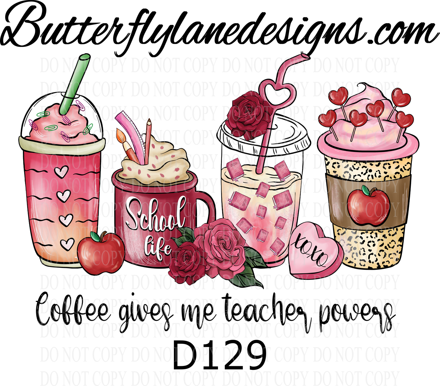 D129 Coffee gives me teacher powers :: Clear Decal :: VC Decal