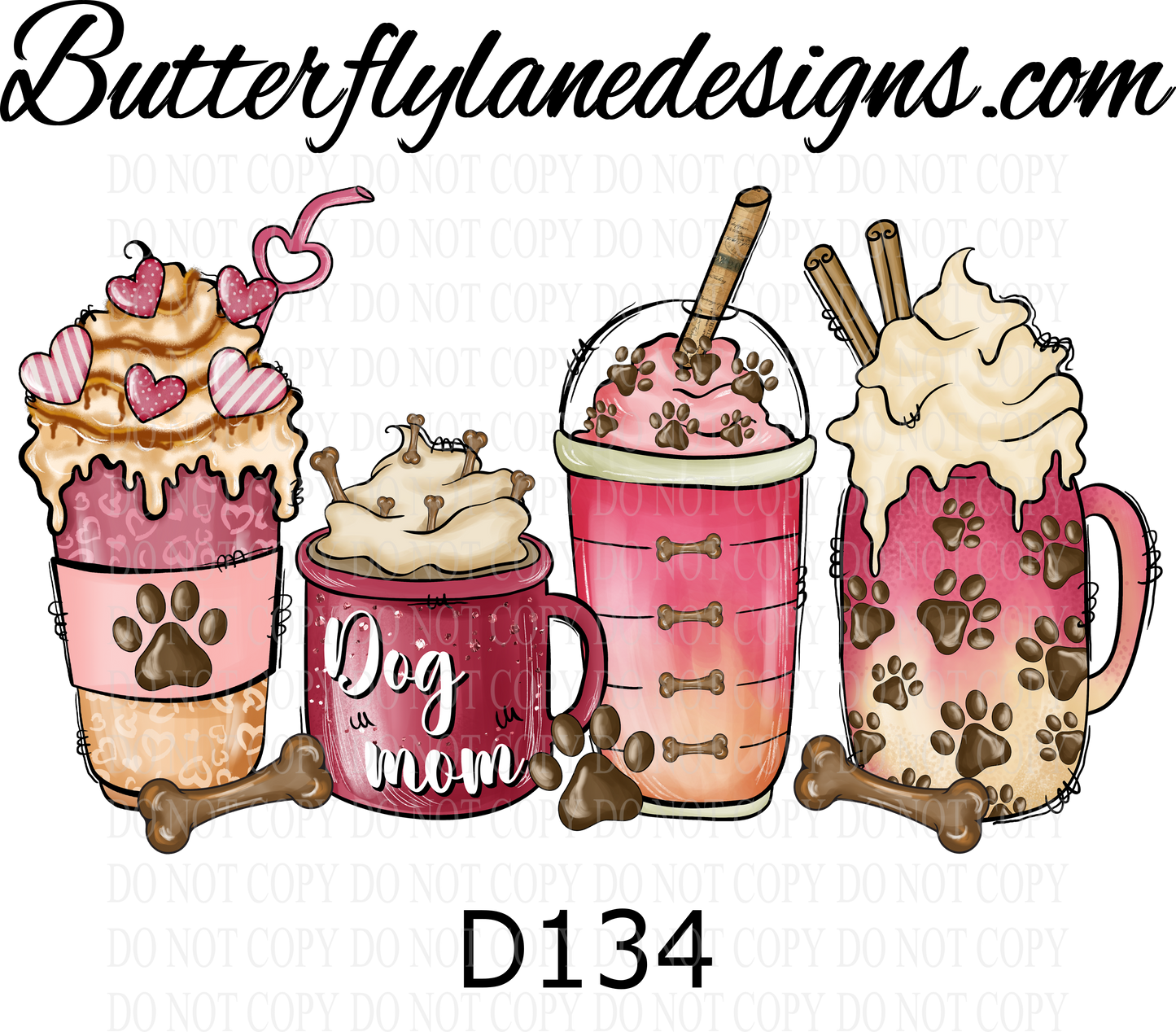 D134 Coffee Dog Mom :: Clear Decal :: VC Decal