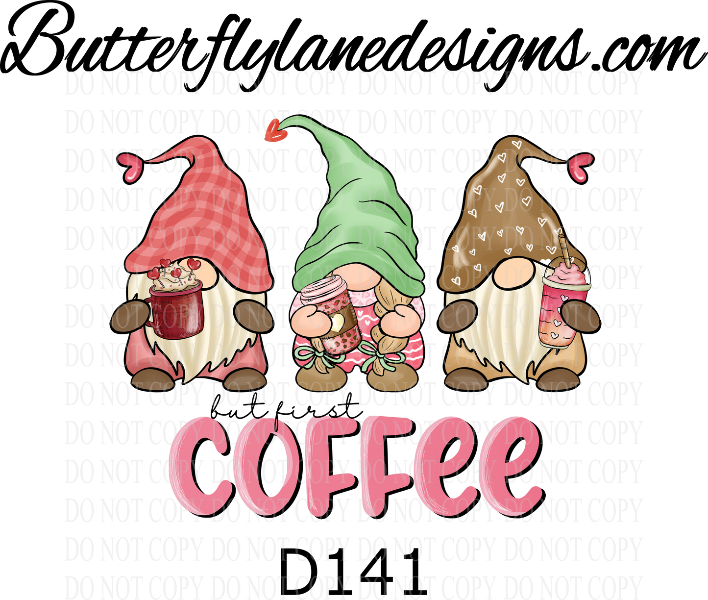 D141 But first coffee-gnomes :: Clear Decal :: VC Decal