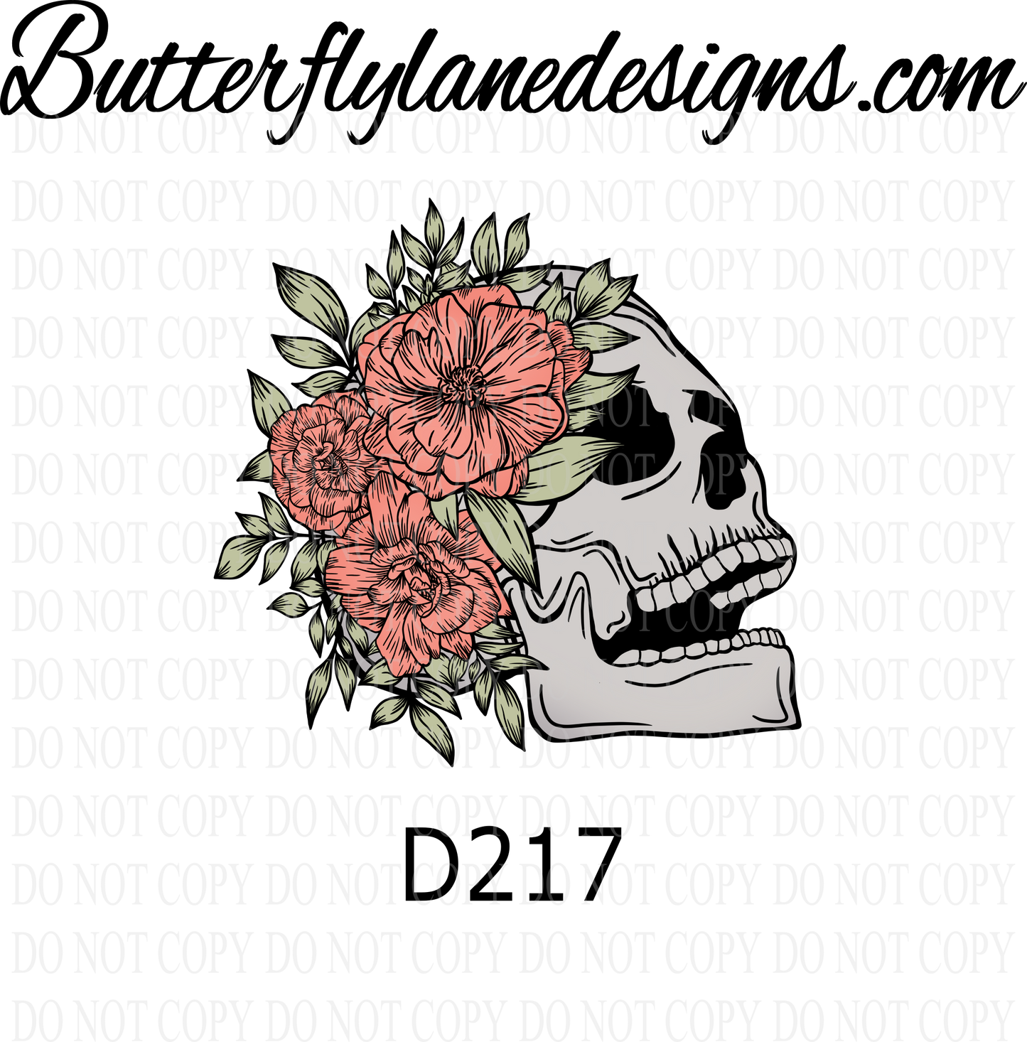 D217 Fearlessly Authentic-Skull NO TEXT :: Clear Decal :: VC Decal