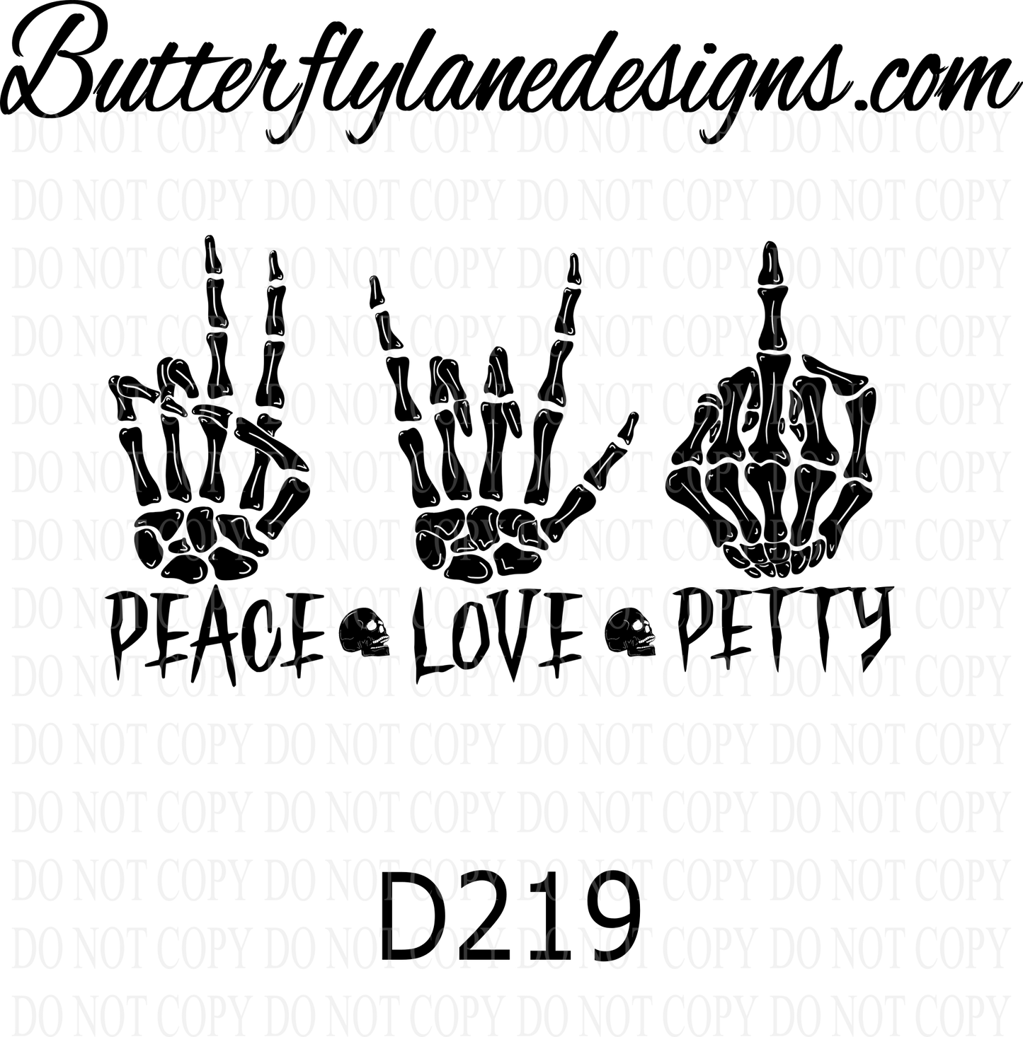 D219 Peace Love Petty :: Clear Decal :: VC Decal