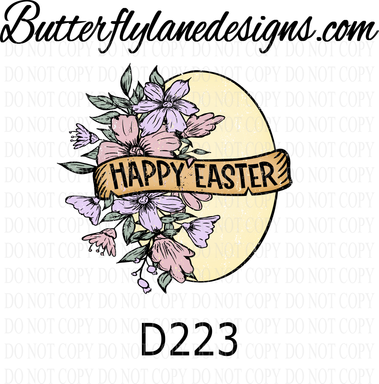 D223 -Happy Easter egg-Spring florals :: Clear Decal :: VC Decal