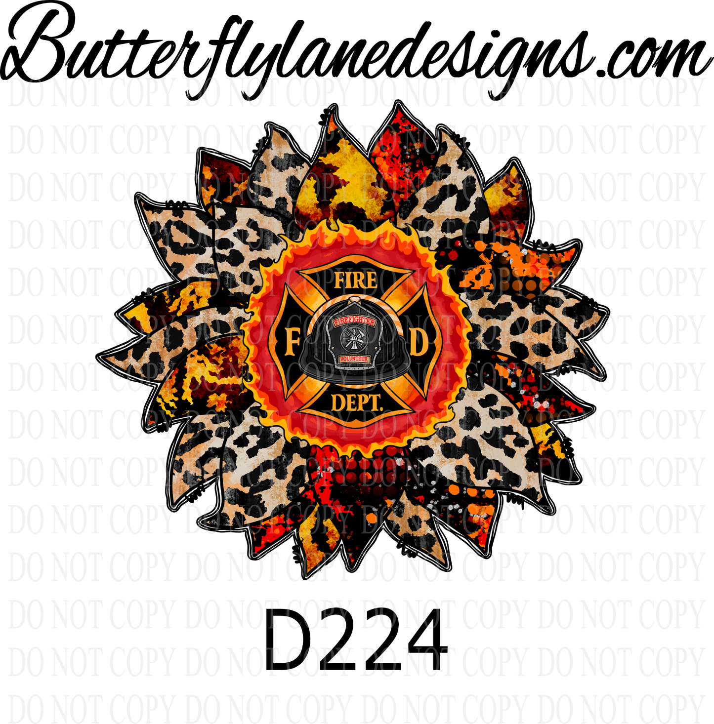 D224 Fire Dept-Fire Fighter sunflower :: Clear Decal :: VC Decal