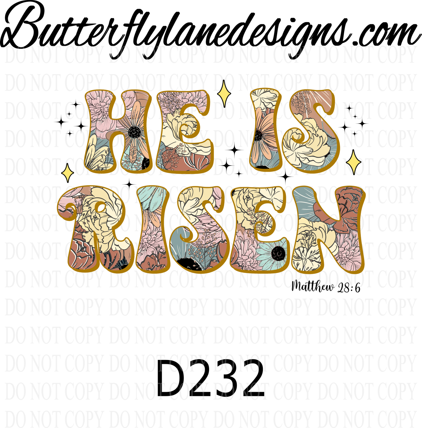 D232 He is Risen-Vintage-boho-retro :: Clear Decal :: VC Decal