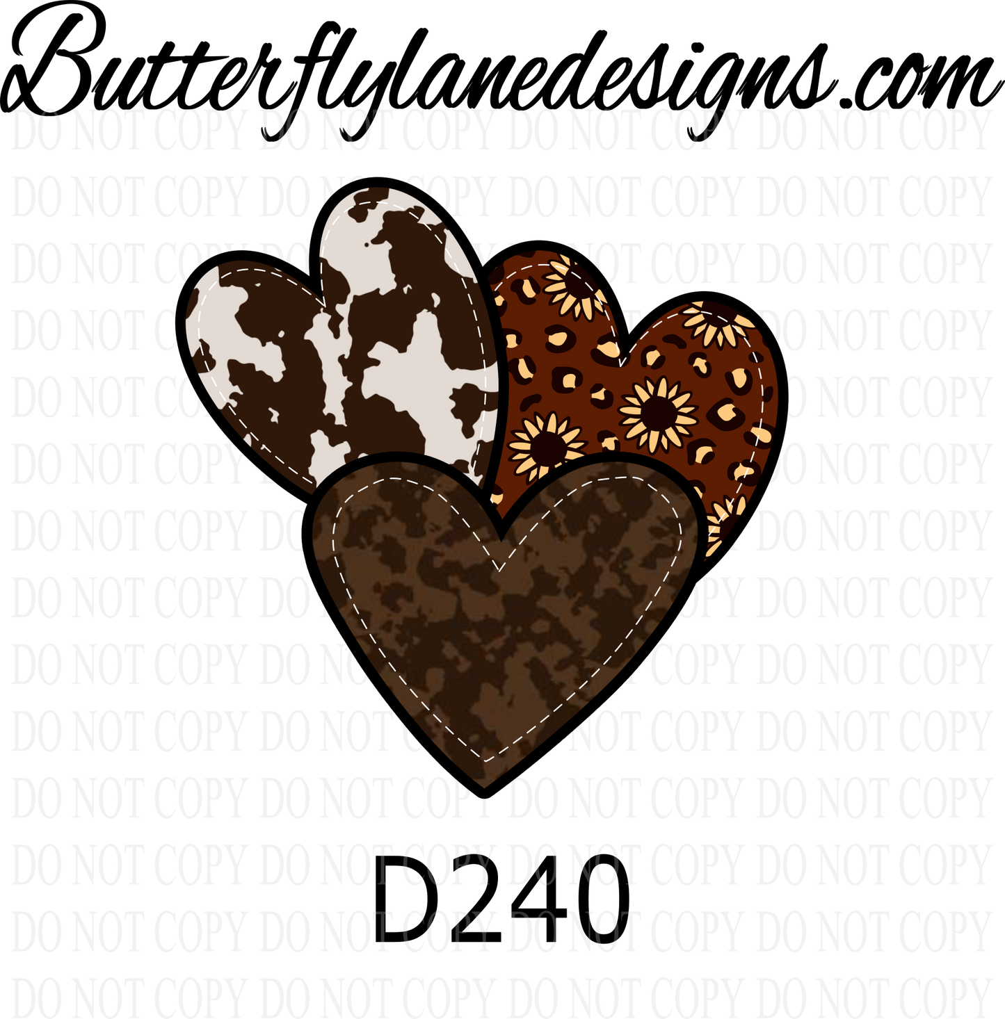 D240 Country Heart trio :: Clear Decal :: VC Decal