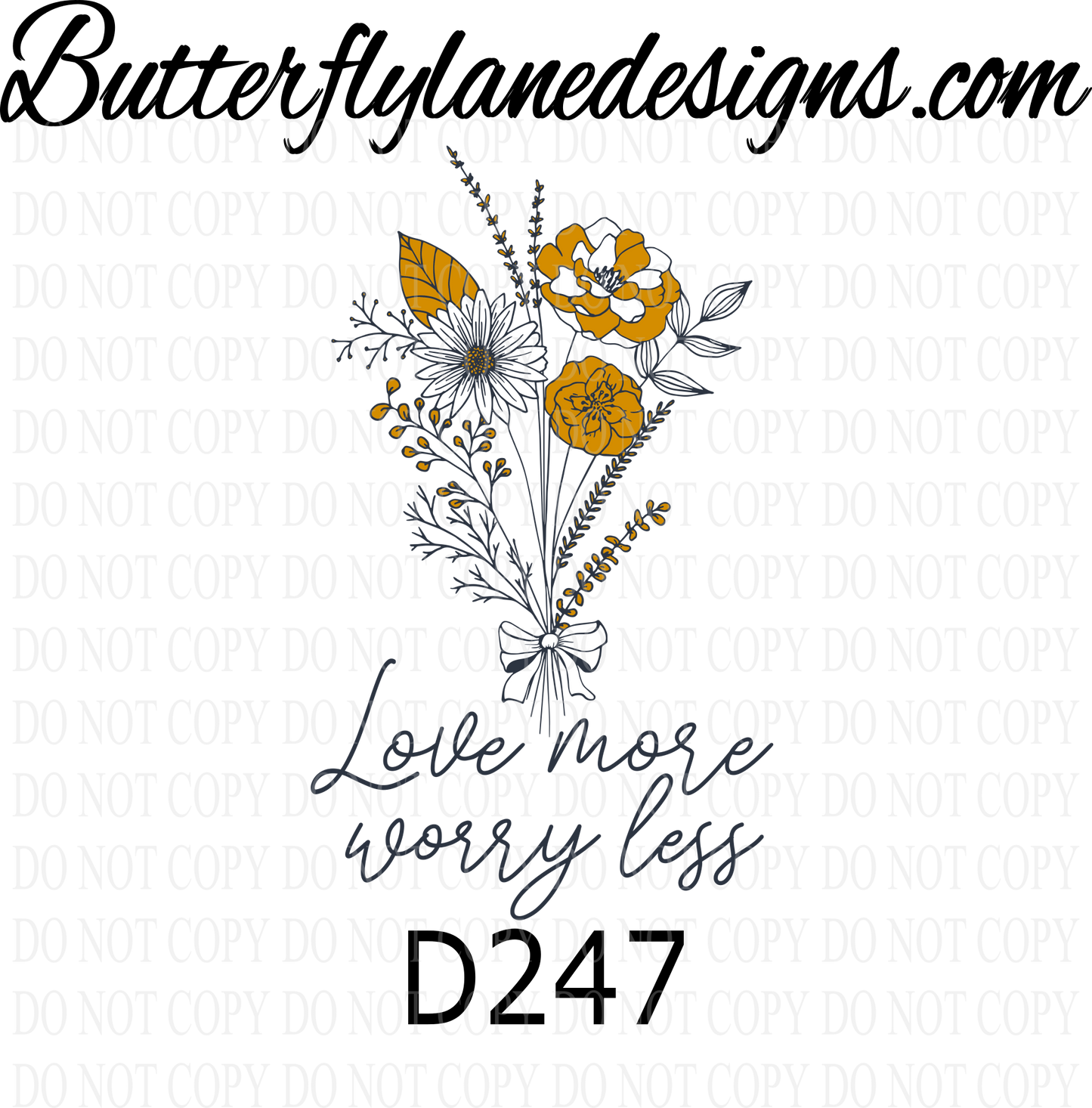 D247 Love more-worry less :: Clear Decal :: VC Decal