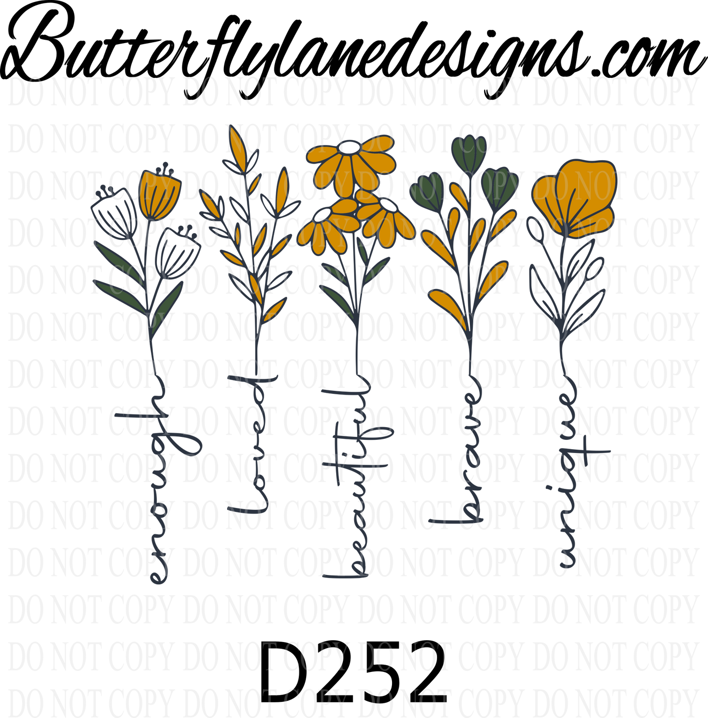 D252 Enough-Loved-Beautiful-Brave-unique :: Clear Decal :: VC Decal