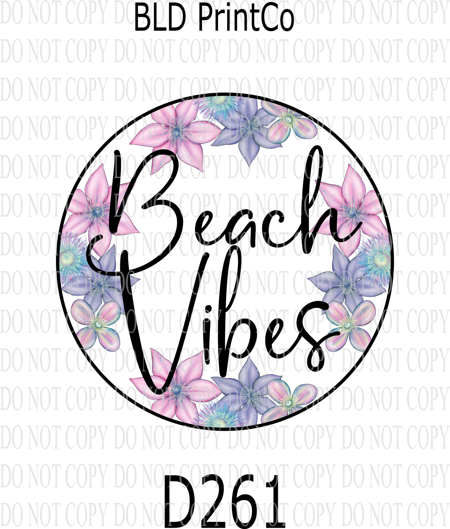 D261- Beach Vibes 02-white center-BLD- Clear Decal :: VC Decal