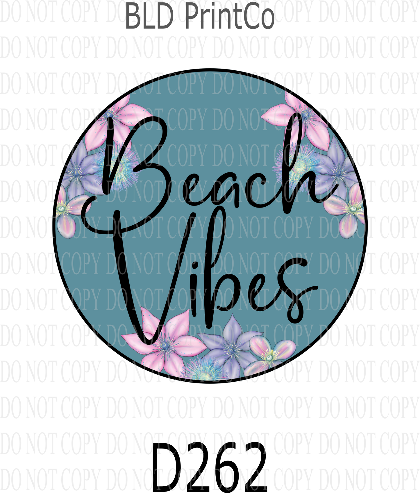 D262- Beach Vibes 01-turquoise center-BLD- Clear Decal :: VC Decal