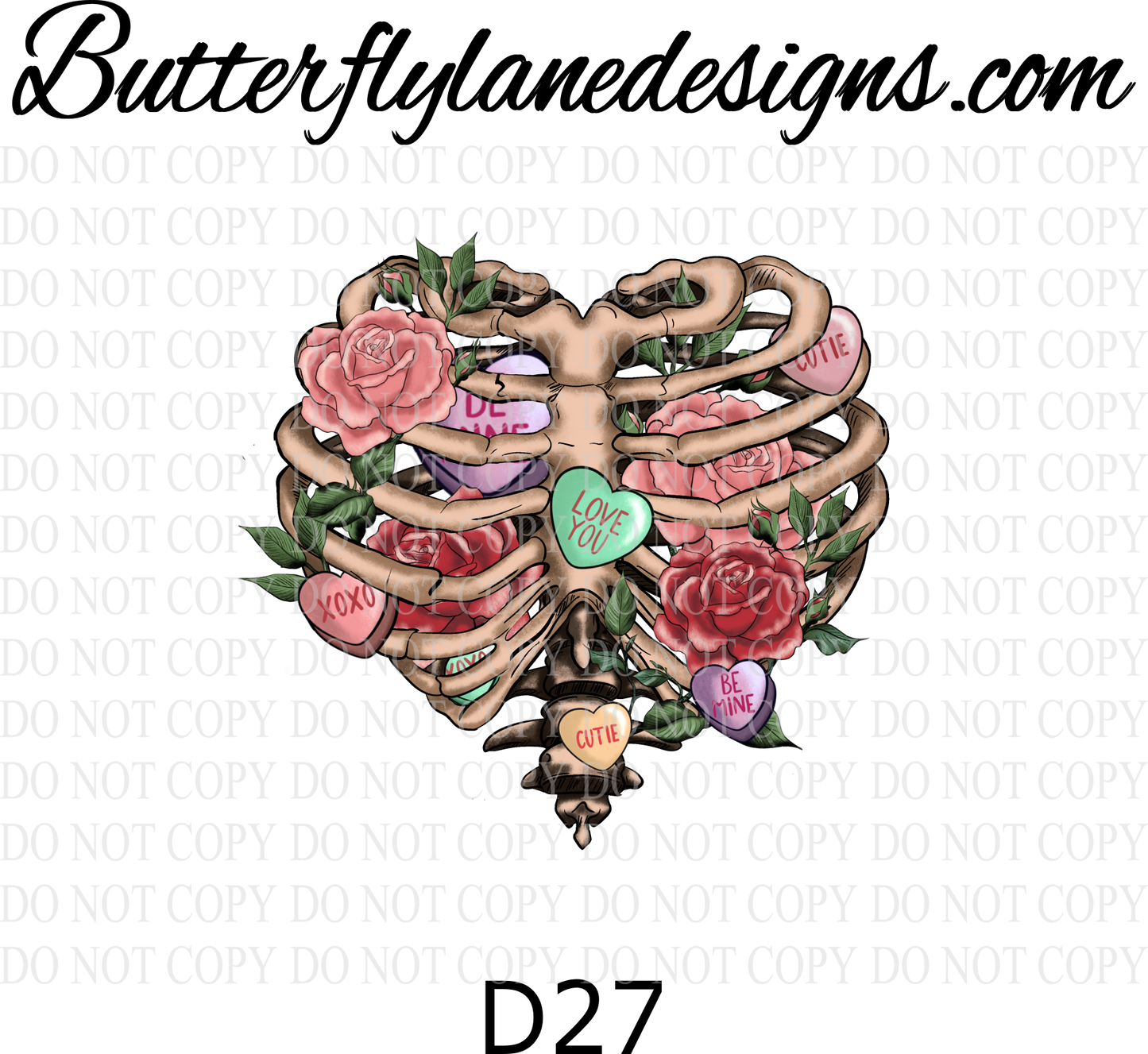 D27 Heart rib cage-vday hearts :: Clear Decal :: VC Decal