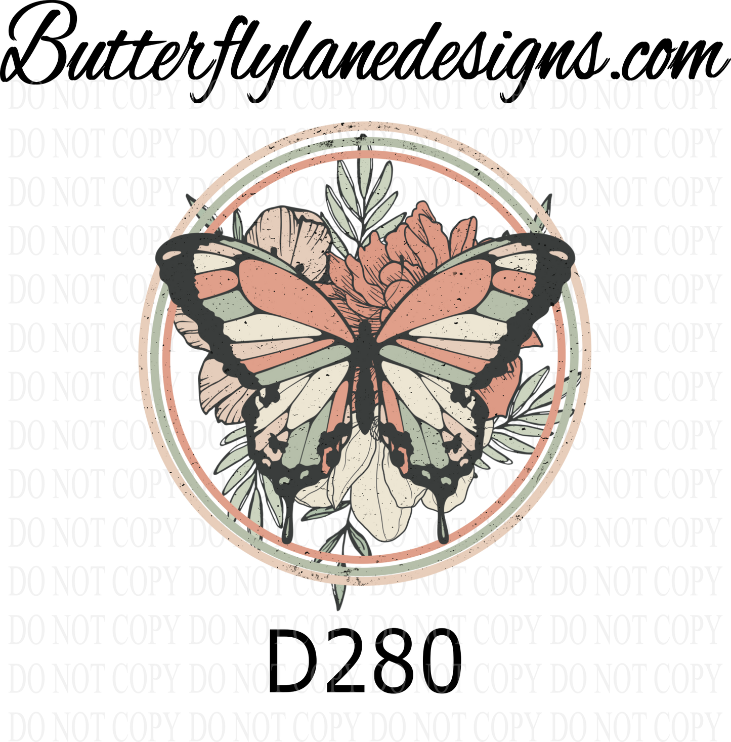 D280 Retro Style Butterfly :: Clear :: VC Decal