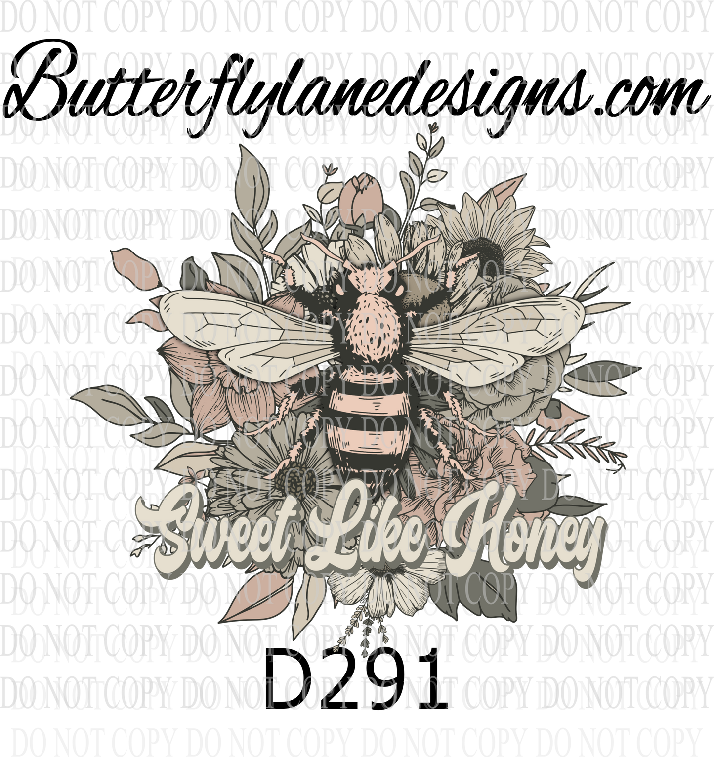 D291 Sweet like honey- Bee -muted colors :: Clear :: VC Decal