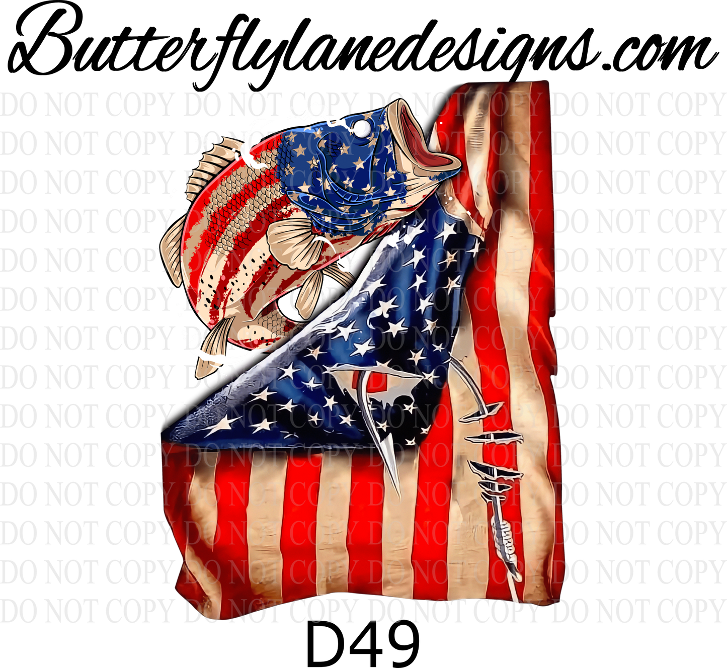 D49 Fish Hook Flag :: Clear Decal :: VC Decal